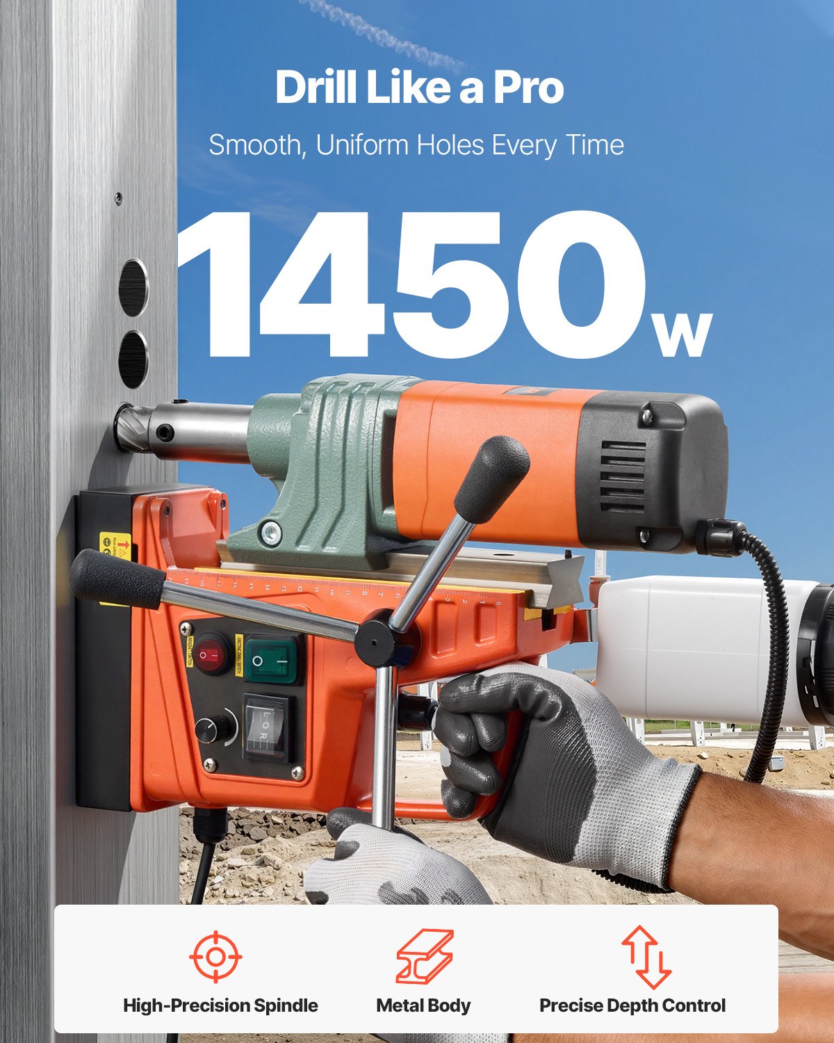 Magnetic Drill, 1450W Motor 50 mm Coring Diameter, 13000 N Magnetic