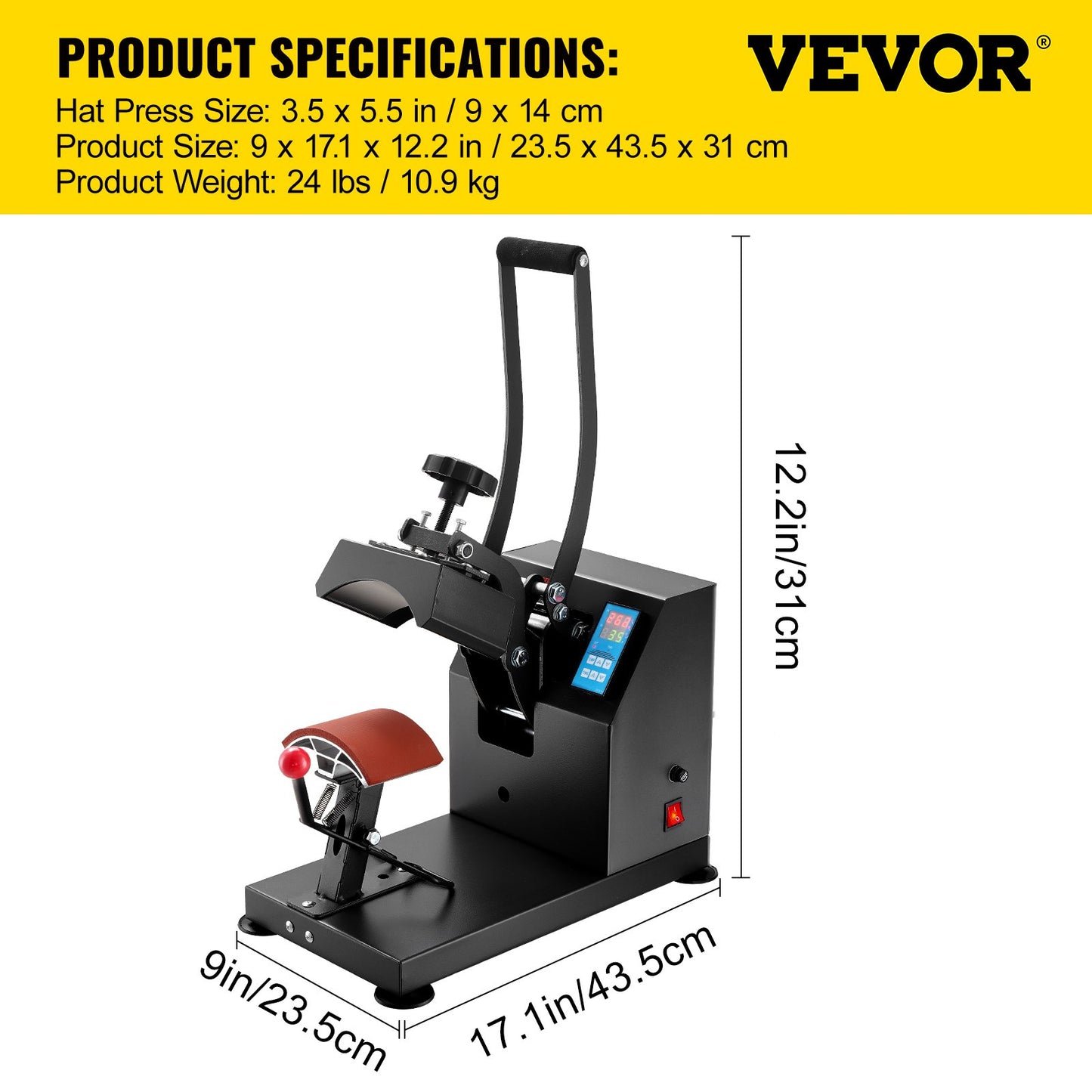 Hat Heat Press 5.5 x 3.5 inch Heat Press Machine 600W Professional Hat