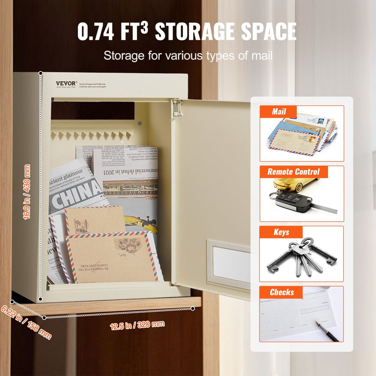 VEVOR Through The Wall Drop Box, Heavy Duty Steel Through the Wall