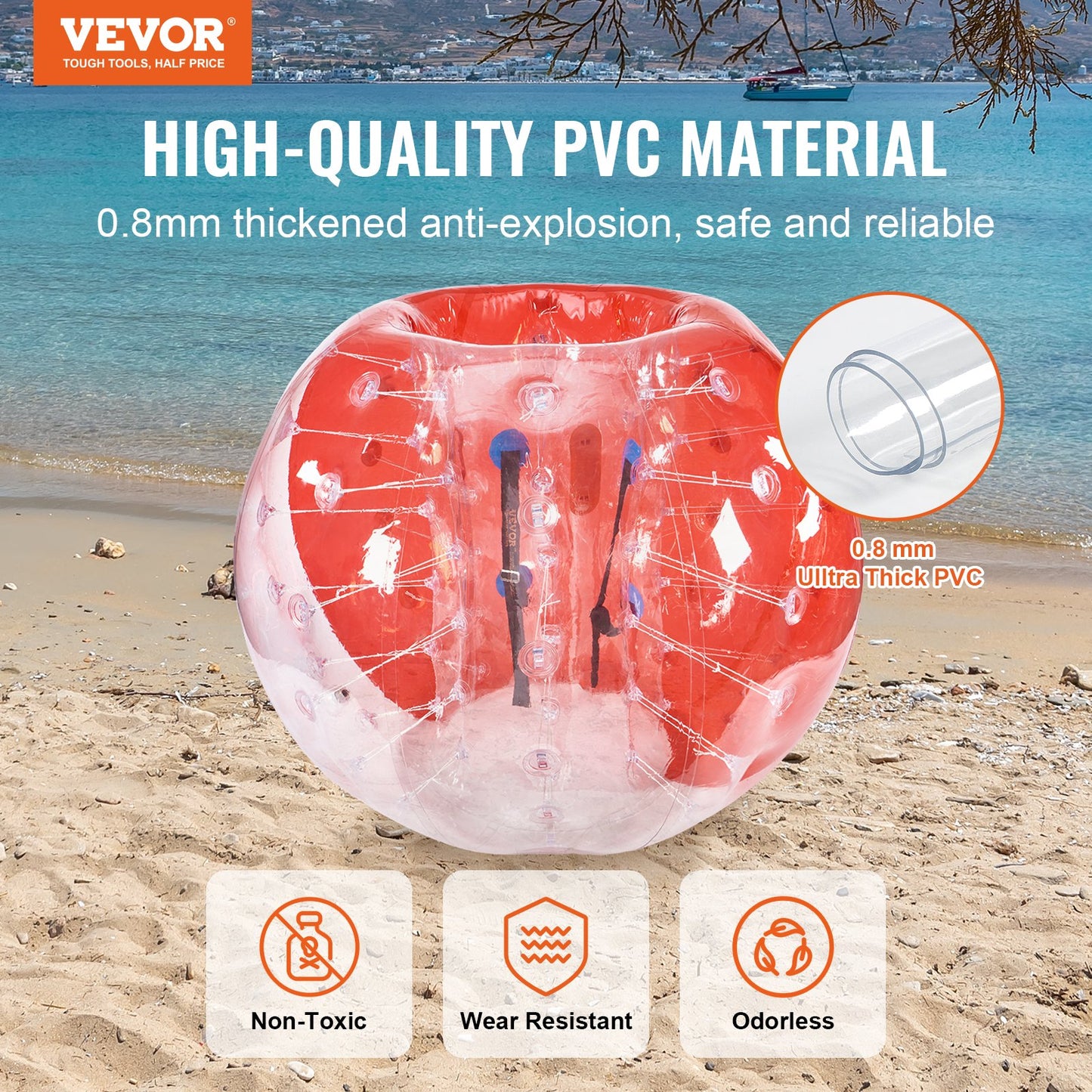 Inflatable Bumper Ball 1-Pack, 5FT/1.5M Body Sumo Zorb Balls for Teen