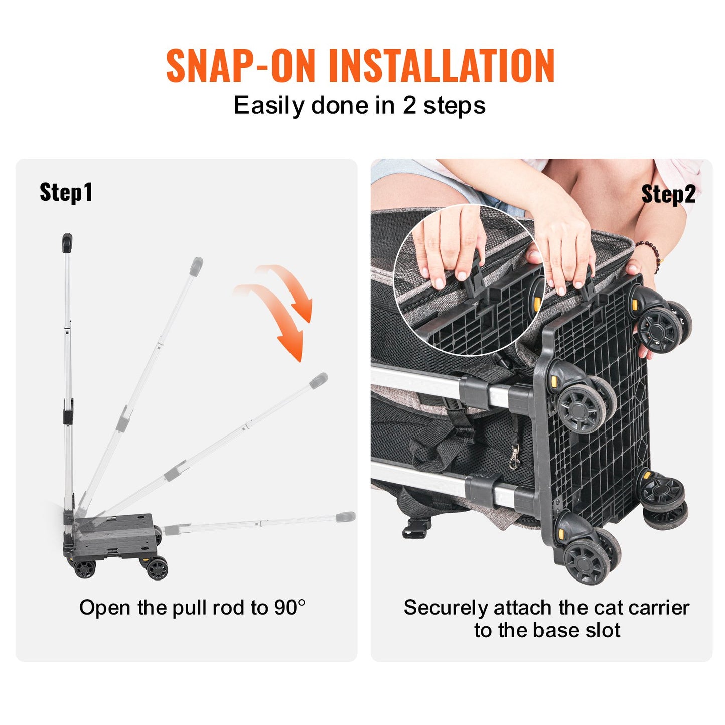 Cat Carrier with Wheels, Rolling Pet Carrier with Telescopic Handle