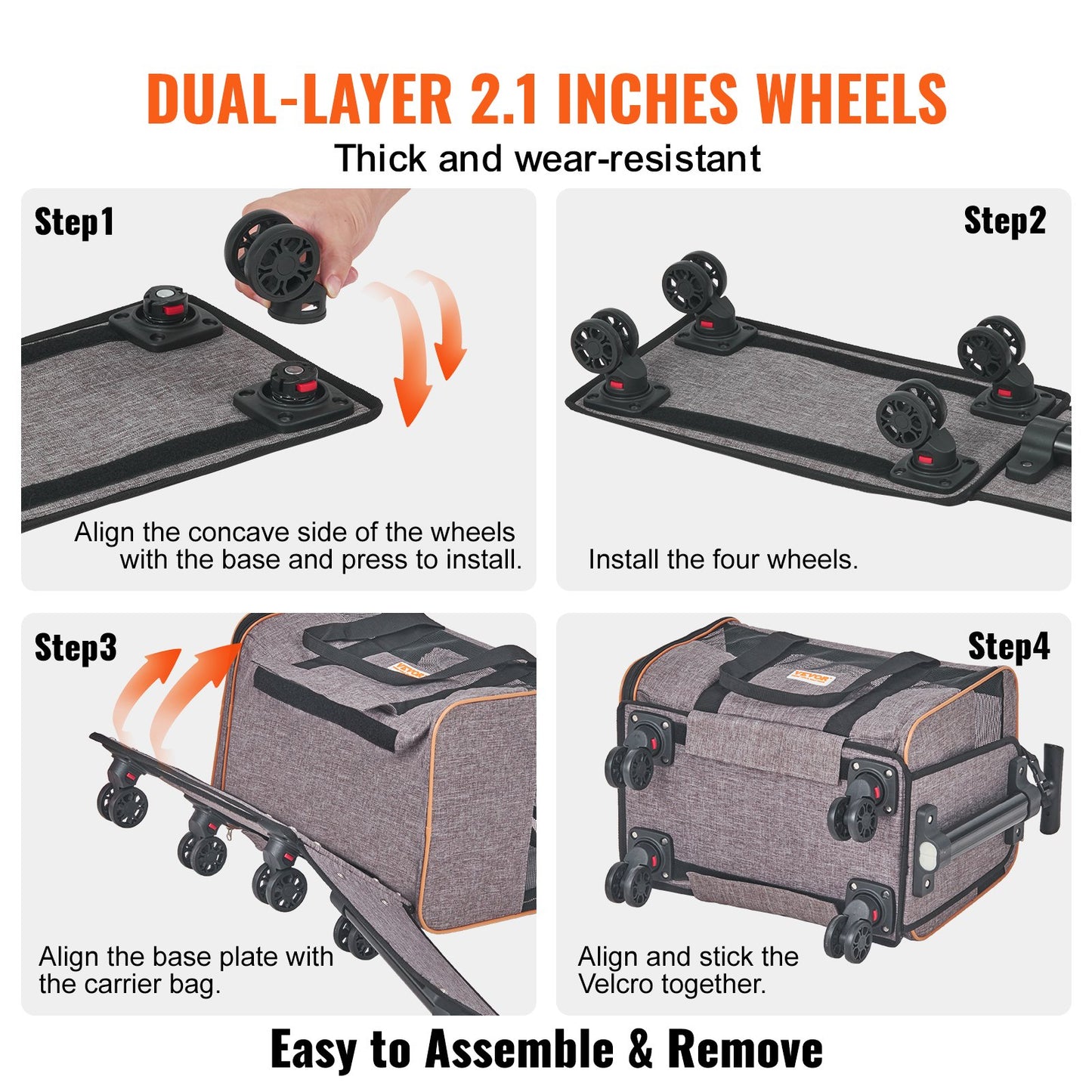 Cat Carrier with Wheels, Airline Approved Rolling Pet Carrier with