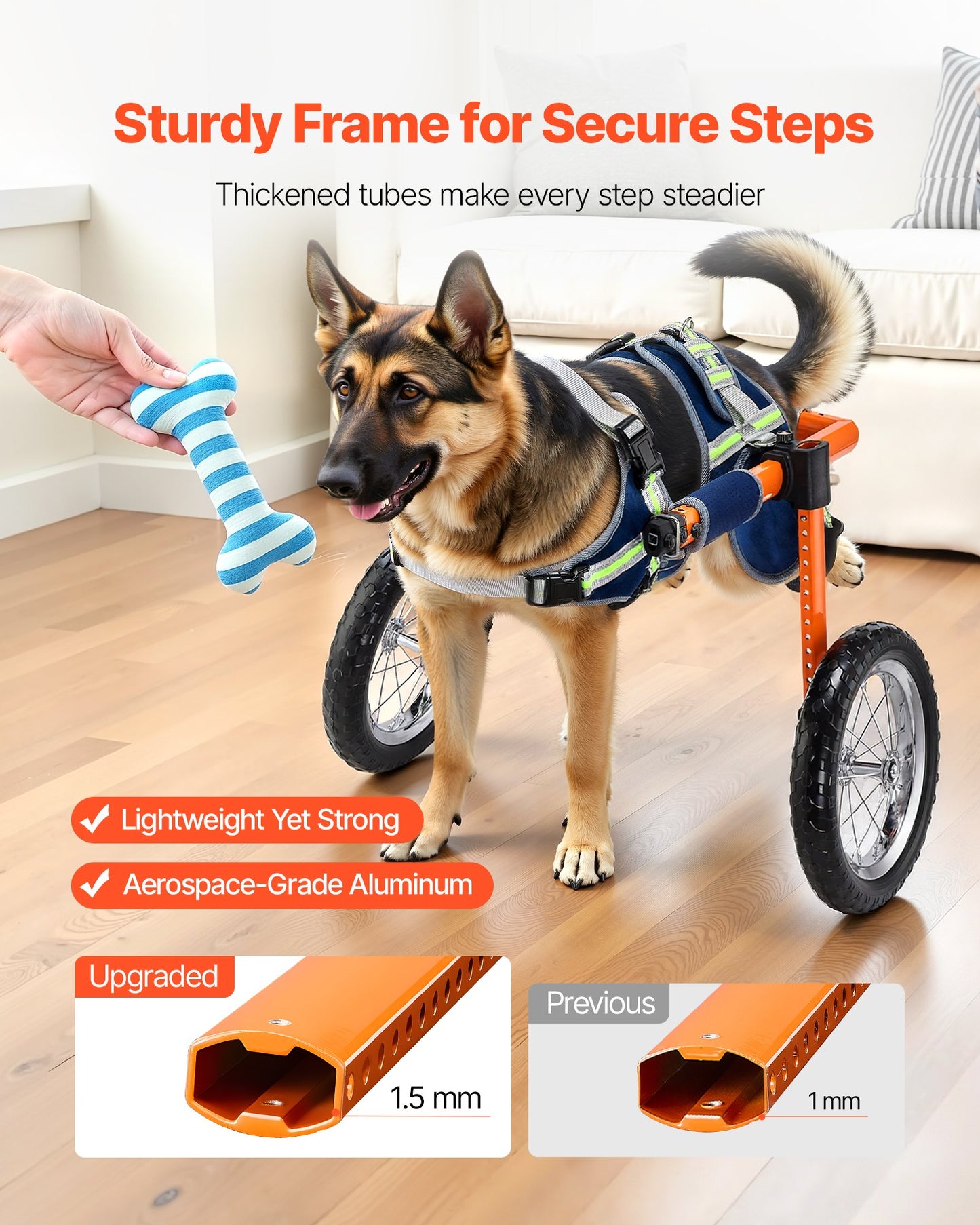 Dog Wheelchair for Back Legs, Lightweight 2 Wheels Pet Wheelchair,