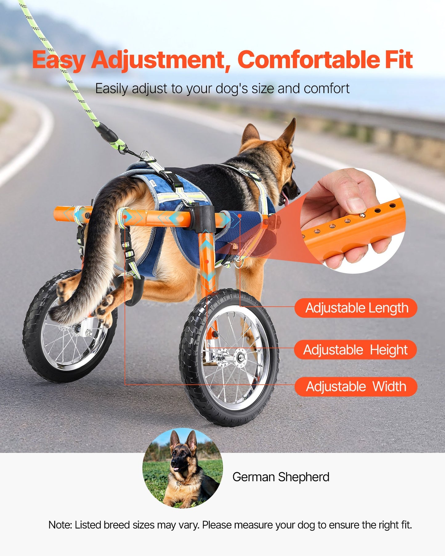 Dog Wheelchair for Back Legs, Lightweight 2 Wheels Pet Wheelchair,