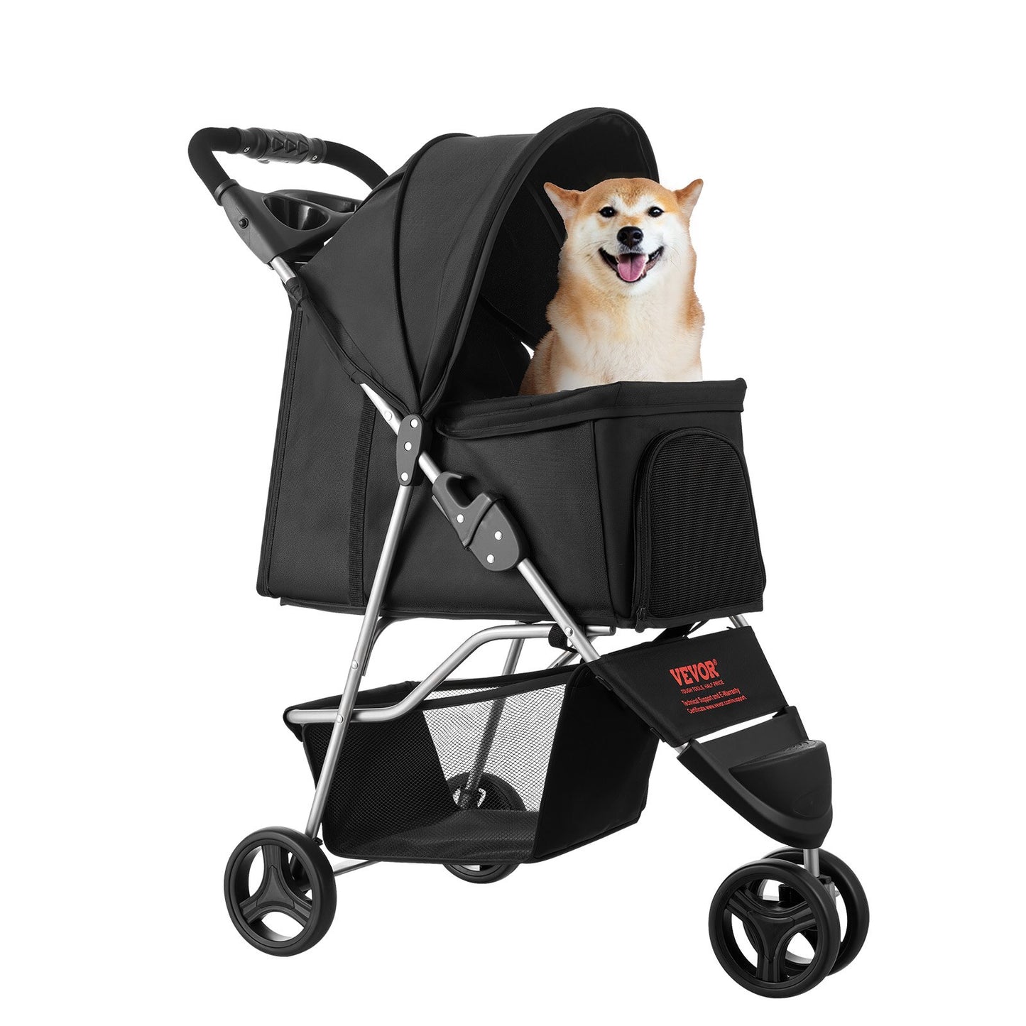 Pet Stroller, 35 lbs Weight Capacity, Foldable Dog Stroller Cart, 3
