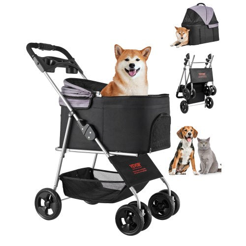 VEVOR Pet Stroller, 35 lbs Weight Capacity, Foldable Dog Stroller