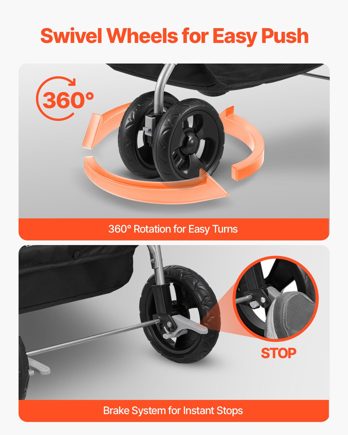 VEVOR Pet Stroller, 35 lbs Weight Capacity, Foldable Dog Stroller