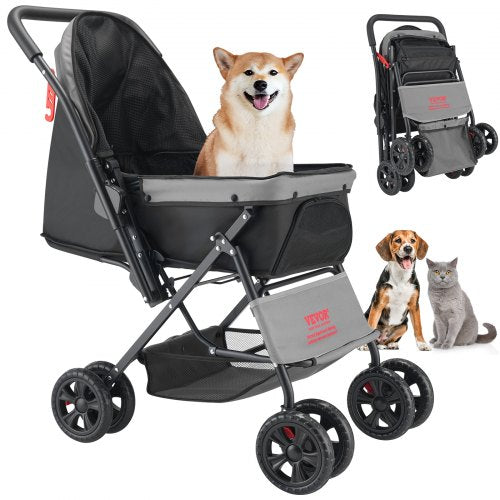 Pet Stroller, 44 lbs Weight Capacity, Foldable Dog Stroller Cart, 4