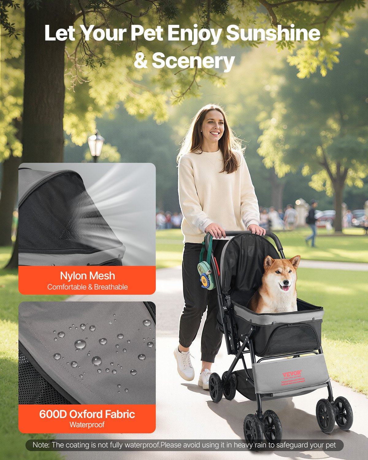 Pet Stroller, 44 lbs Weight Capacity, Foldable Dog Stroller Cart, 4