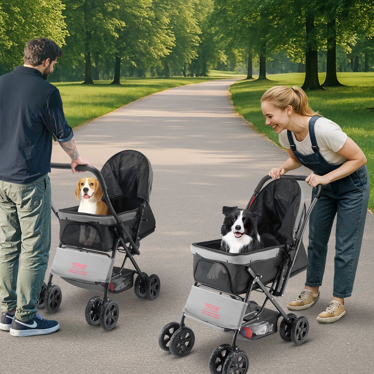 Pet Stroller, 44 lbs Weight Capacity, Foldable Dog Stroller Cart, 4