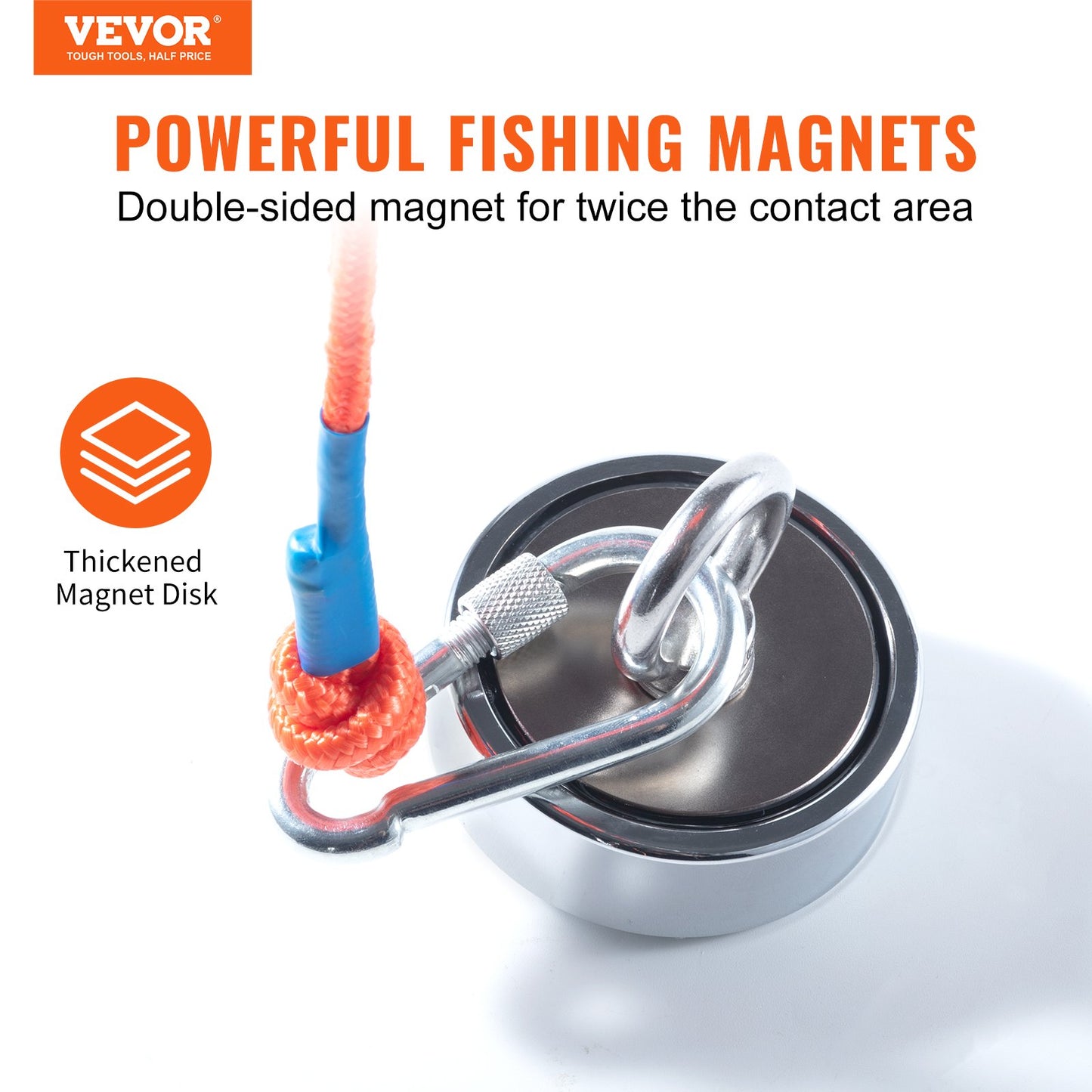 Magnet Fishing Kit, 544.3 kg Pulling Force Double Sided Fishing