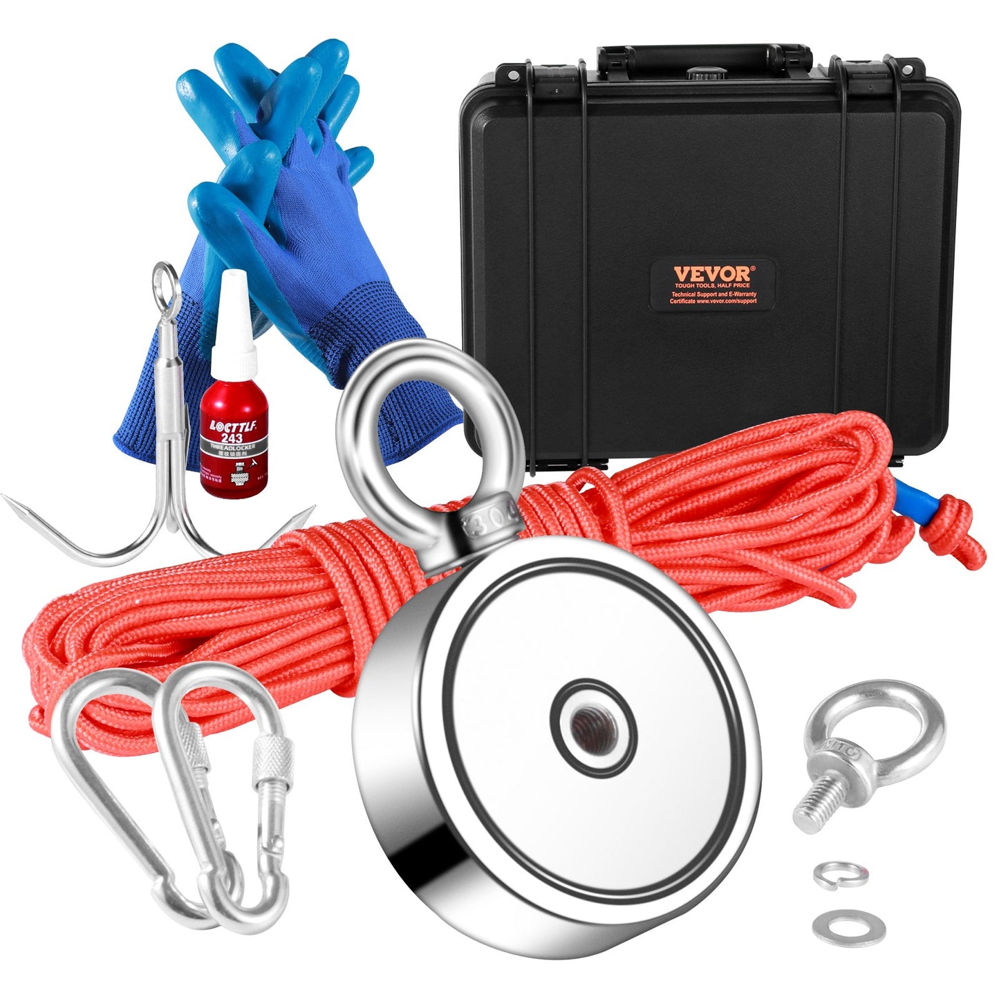 Magnet Fishing Kit, 544.3 kg Pulling Force Double Sided Fishing