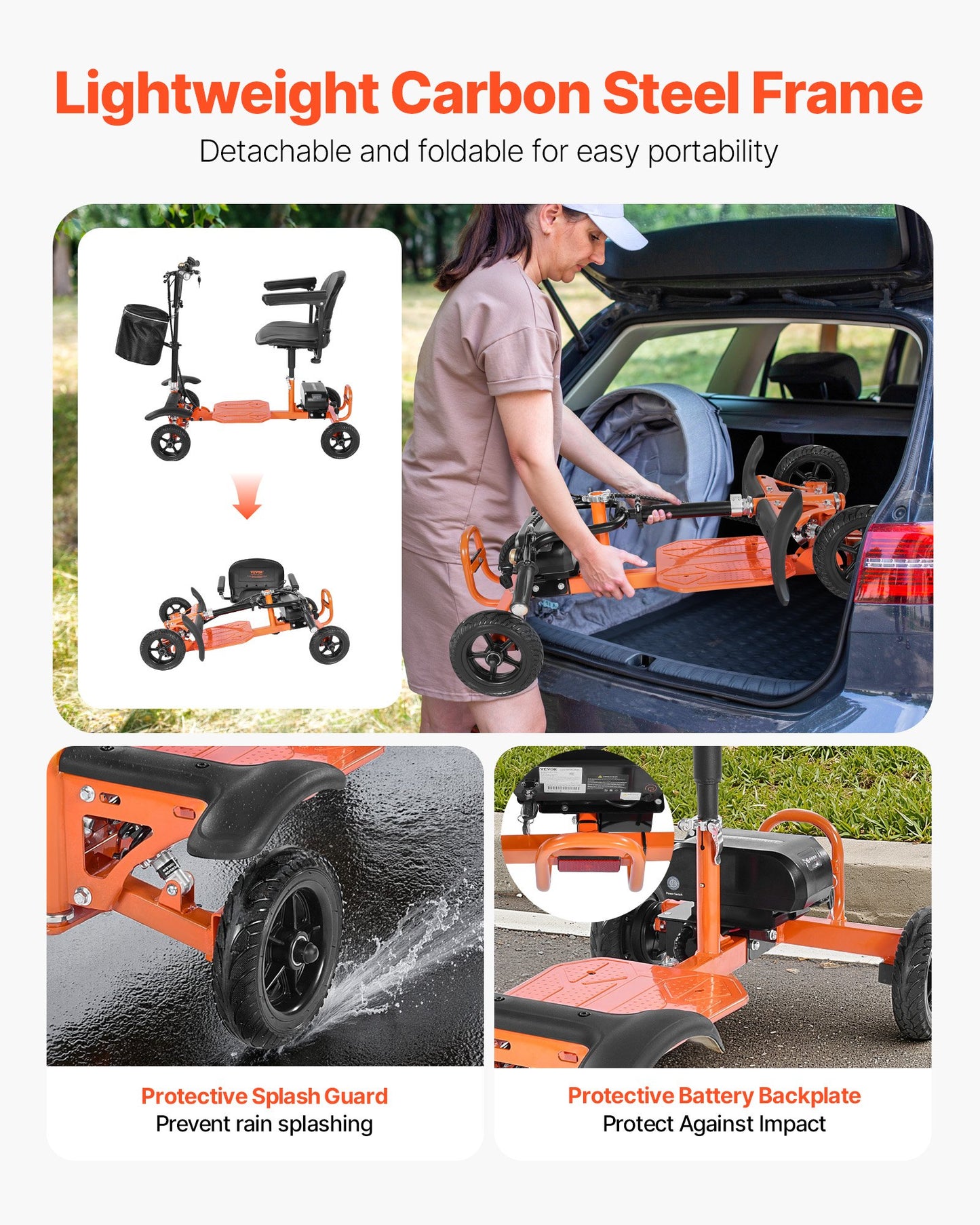 4-Wheel Folding Mobility Scooter for Adults & Seniors, 120kg Loading