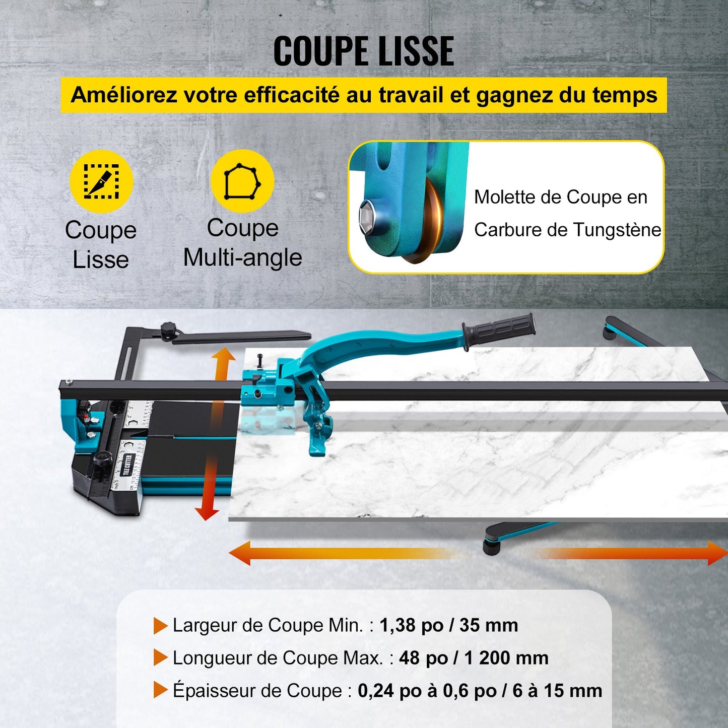 47 Inch Tile Cutter Single Rail Double Brackets Manual Tile Cutter 3/5