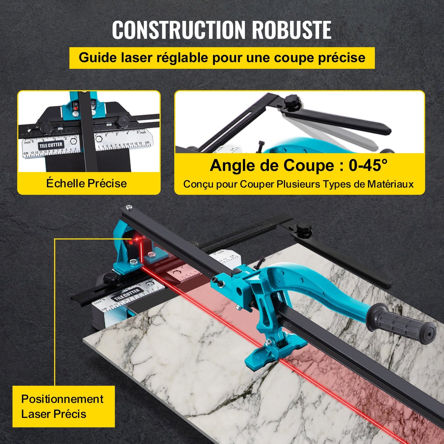 47 Inch Tile Cutter Single Rail Double Brackets Manual Tile Cutter 3/5