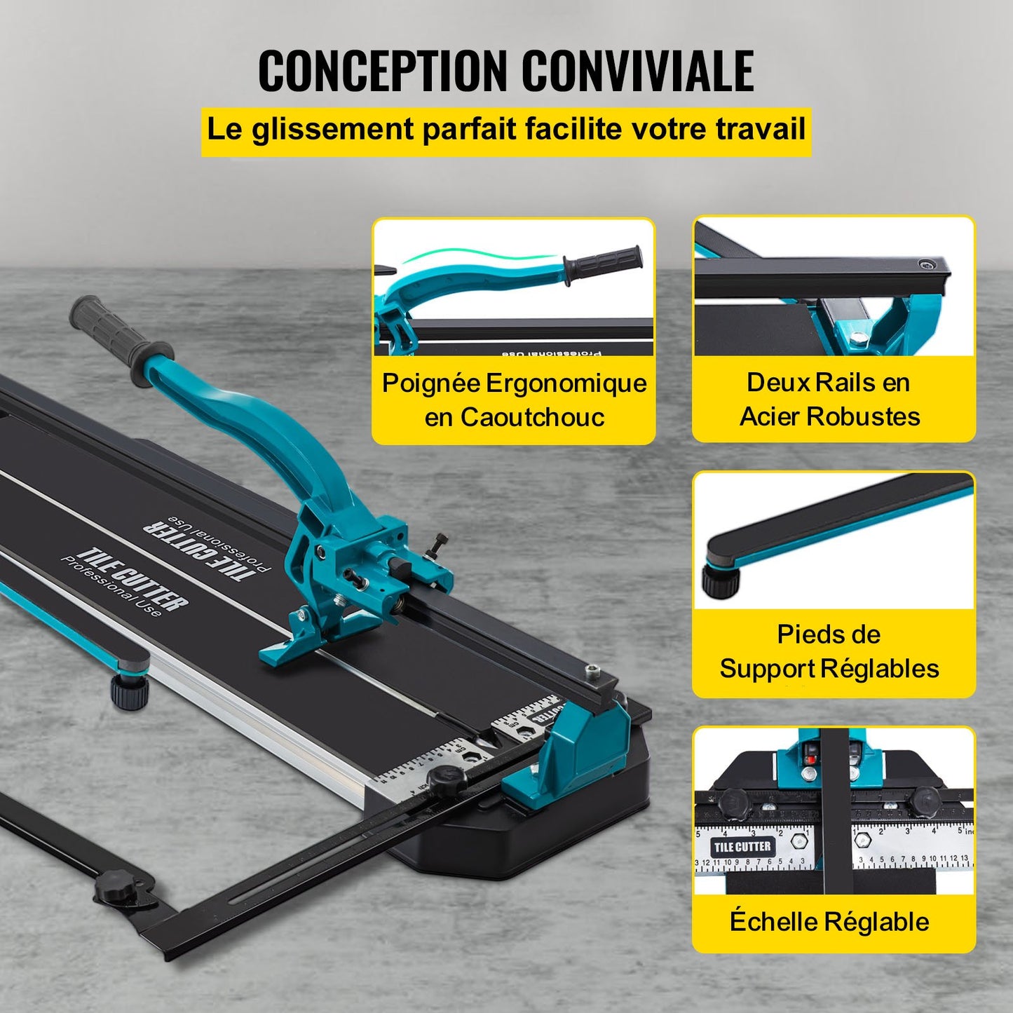 47 Inch Tile Cutter Single Rail Double Brackets Manual Tile Cutter 3/5