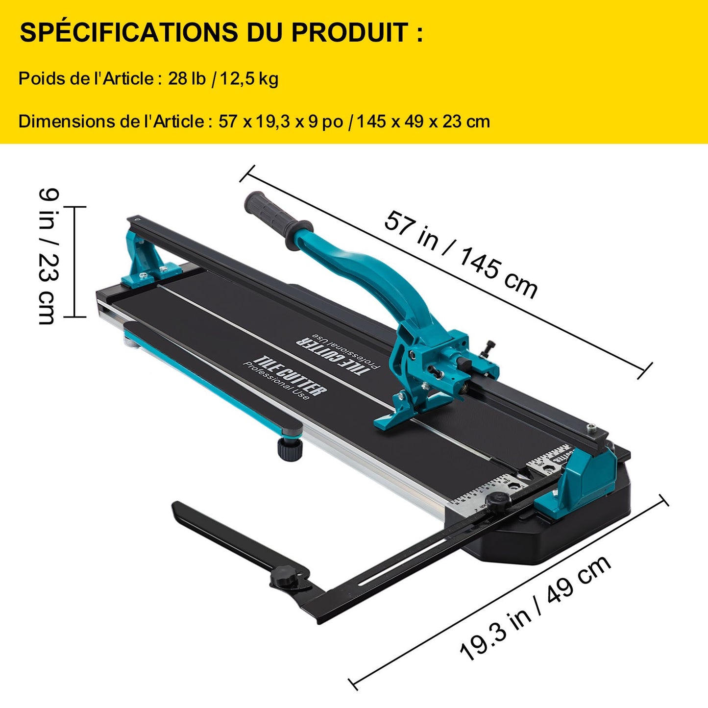 47 Inch Tile Cutter Single Rail Double Brackets Manual Tile Cutter 3/5