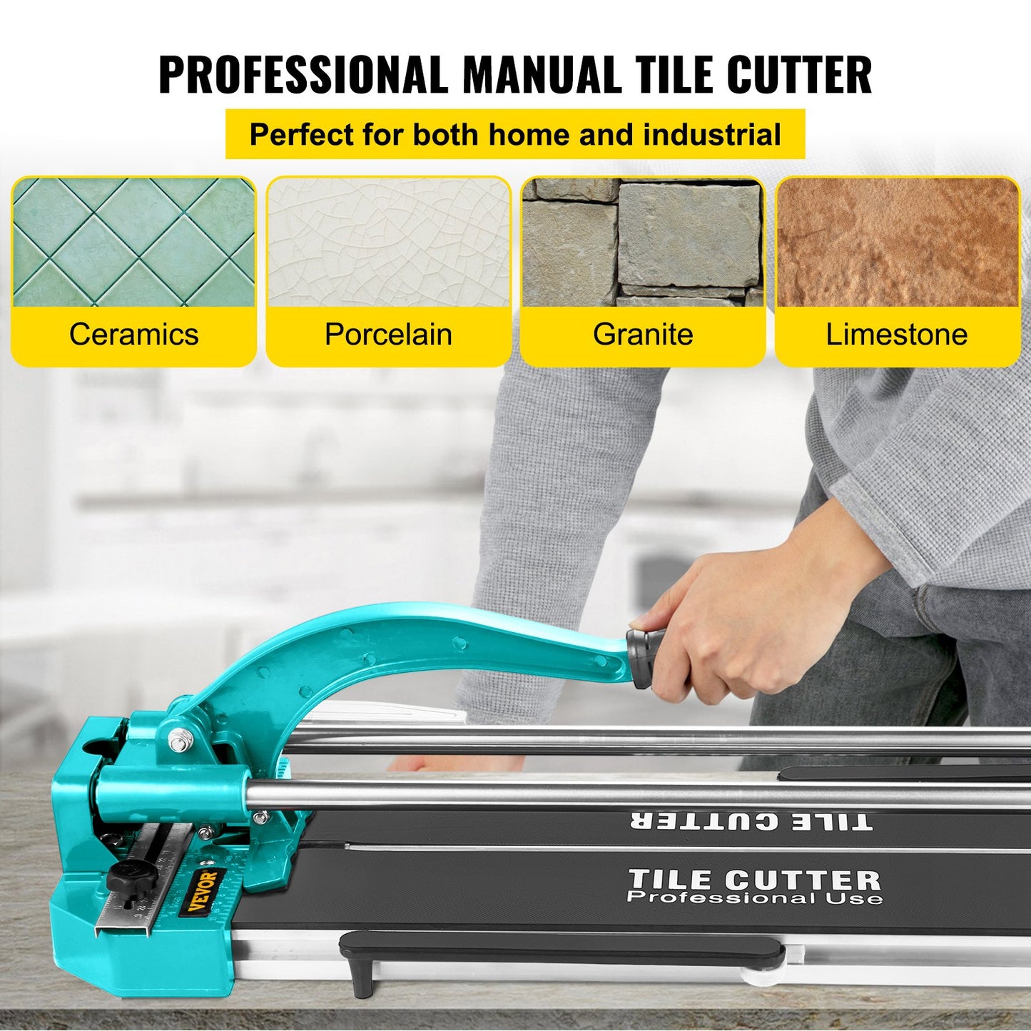 31 Inch/800mm Tile Cutter Double Rails & Brackets Manual Tile Cutter