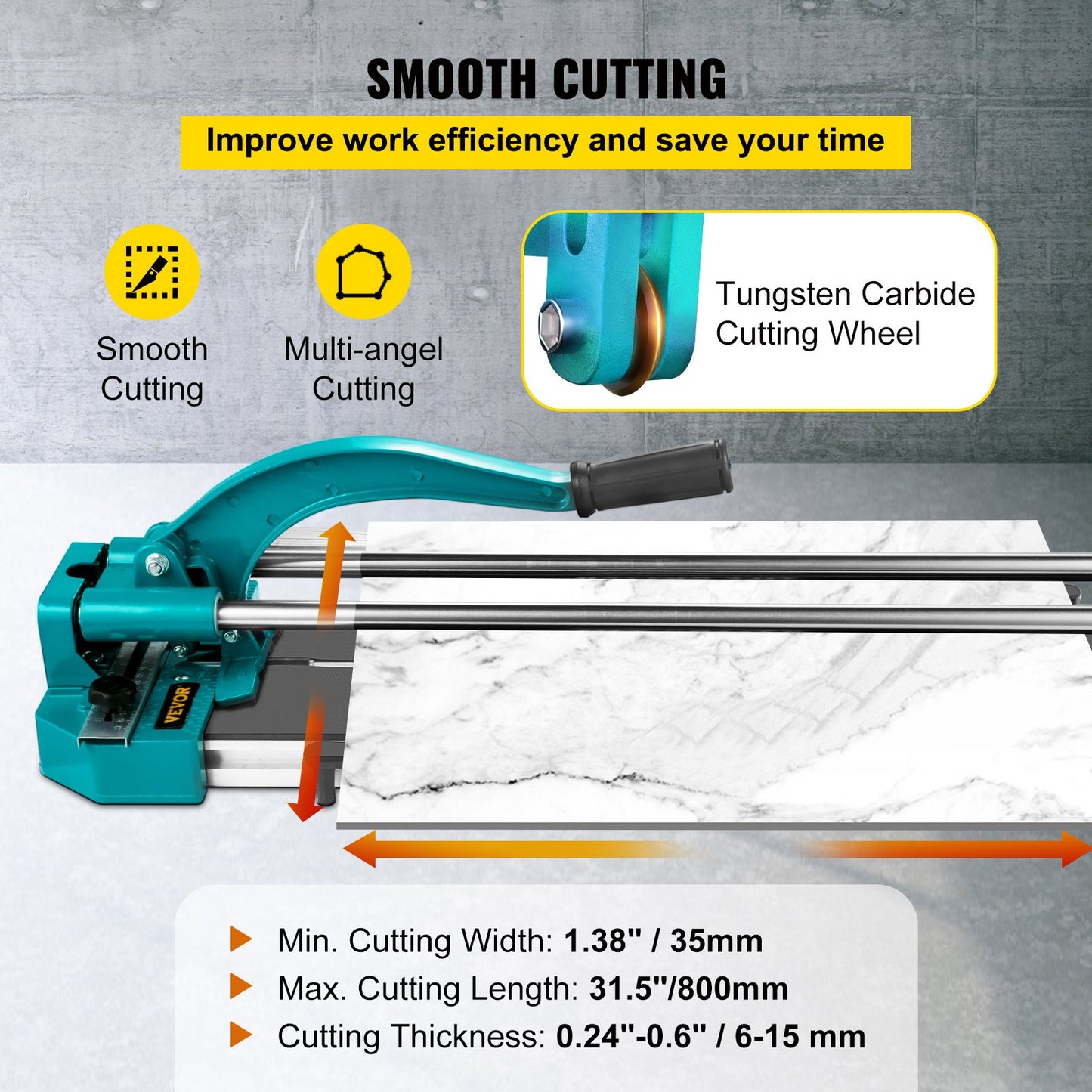 31 Inch/800mm Tile Cutter Double Rails & Brackets Manual Tile Cutter