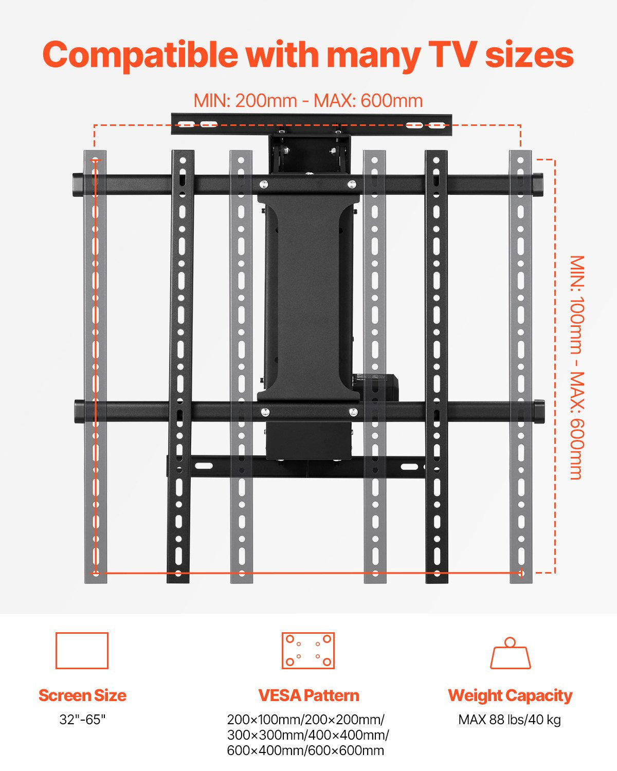 VEVOR Motorized TV Wall Mount, TV Mount for 32 to 65 Inch TV, Electric