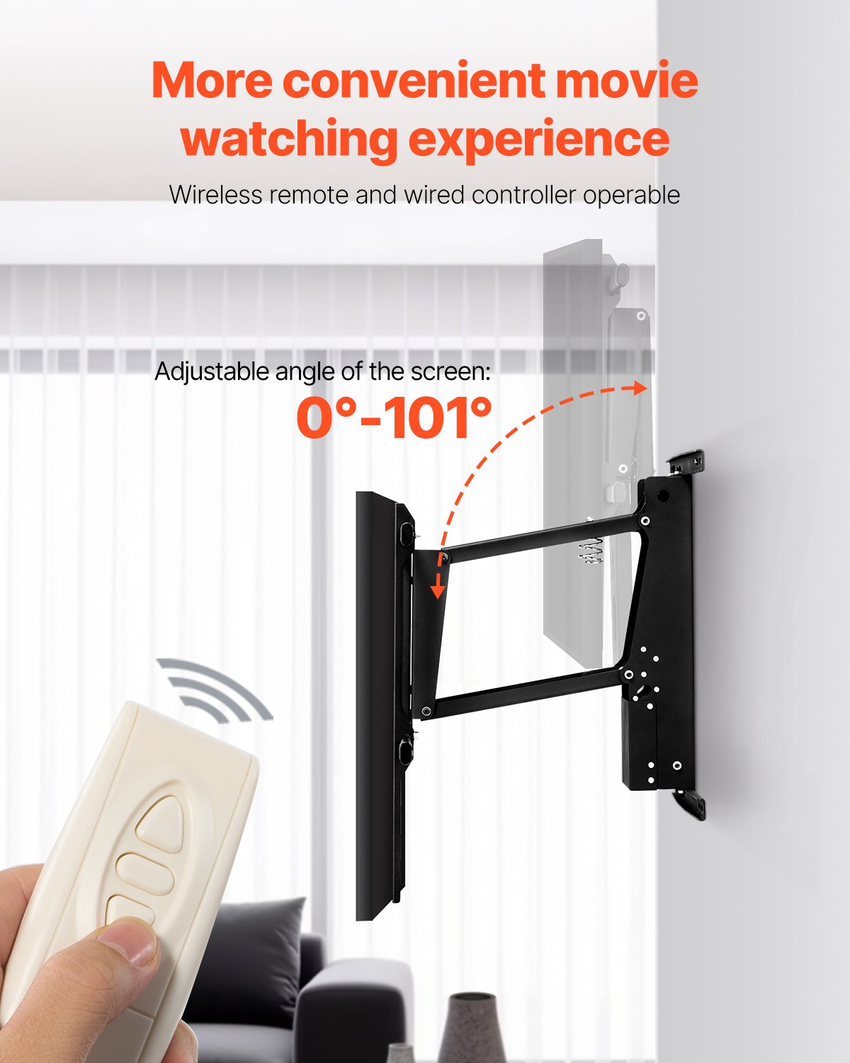 Motorized TV Wall Mount, TV Mount for 32 to 65 Inch TV, Electric