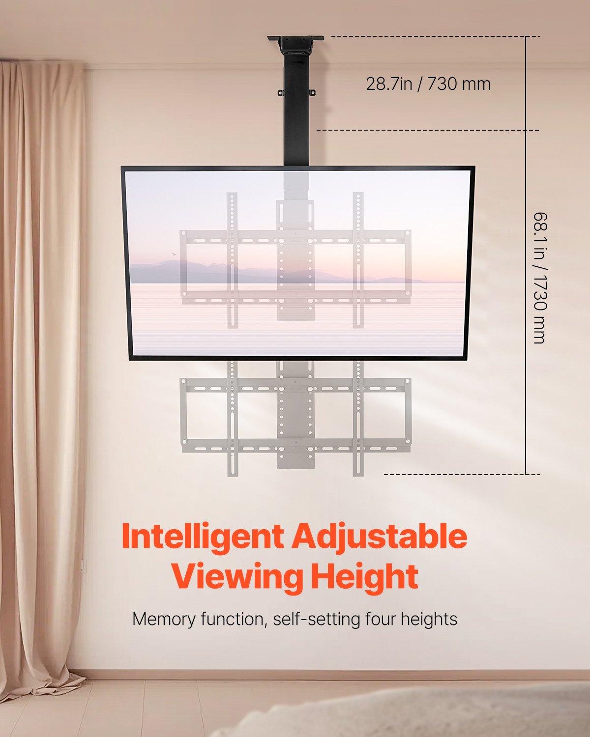 VEVOR Motorized Ceiling TV Mount, TV Wall Mount for 32 to 55 Inch TV,