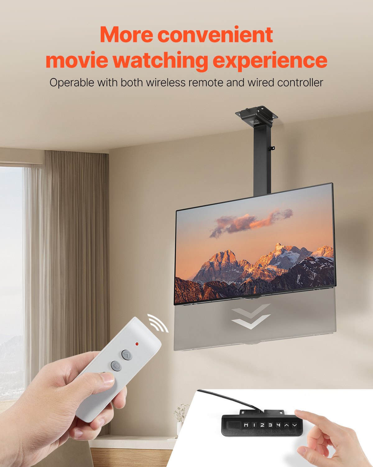 VEVOR Motorized Ceiling TV Mount, TV Wall Mount for 32 to 55 Inch TV,