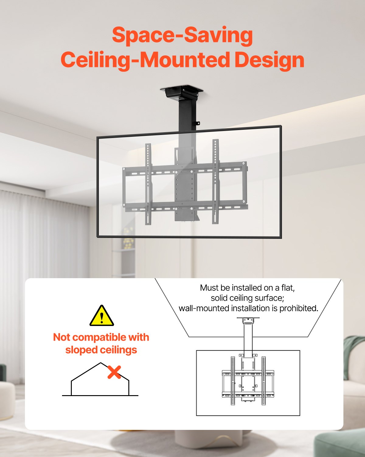 VEVOR Motorized Ceiling TV Mount, TV Wall Mount for 32 to 55 Inch TV,