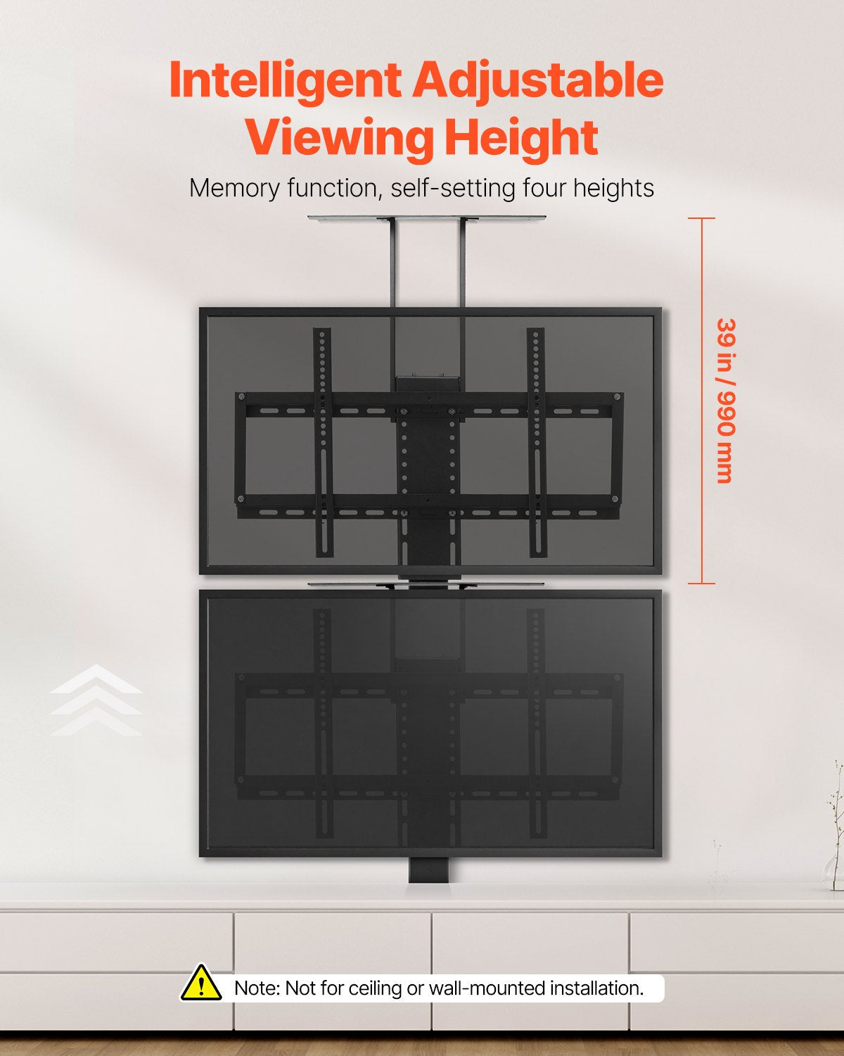 VEVOR Motorized TV Lift Stand, 32-70 Inch, 120 lbs Max Load, Floor