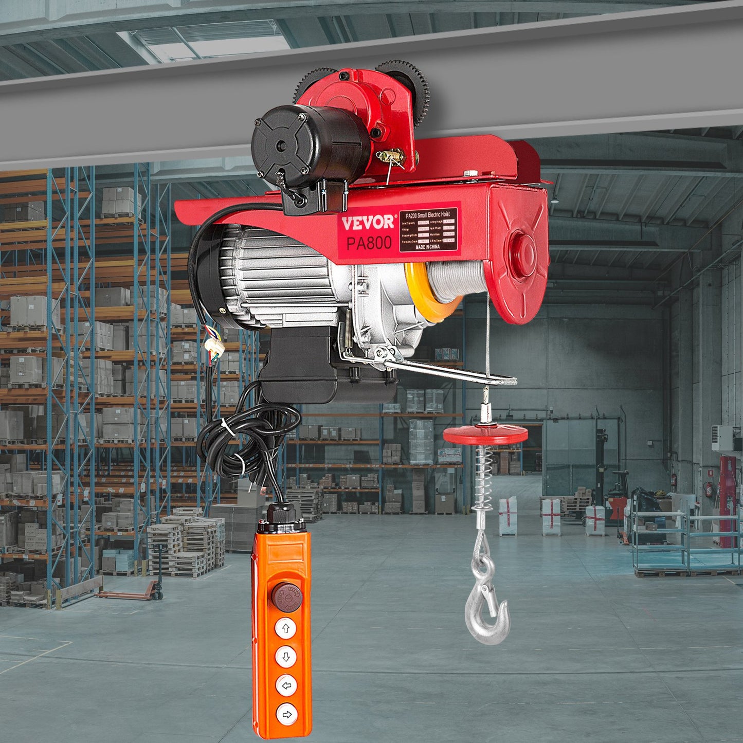 800Kg/1700Lbs Electric Trolley Hoist 1300W Electric Hoist Winch Double