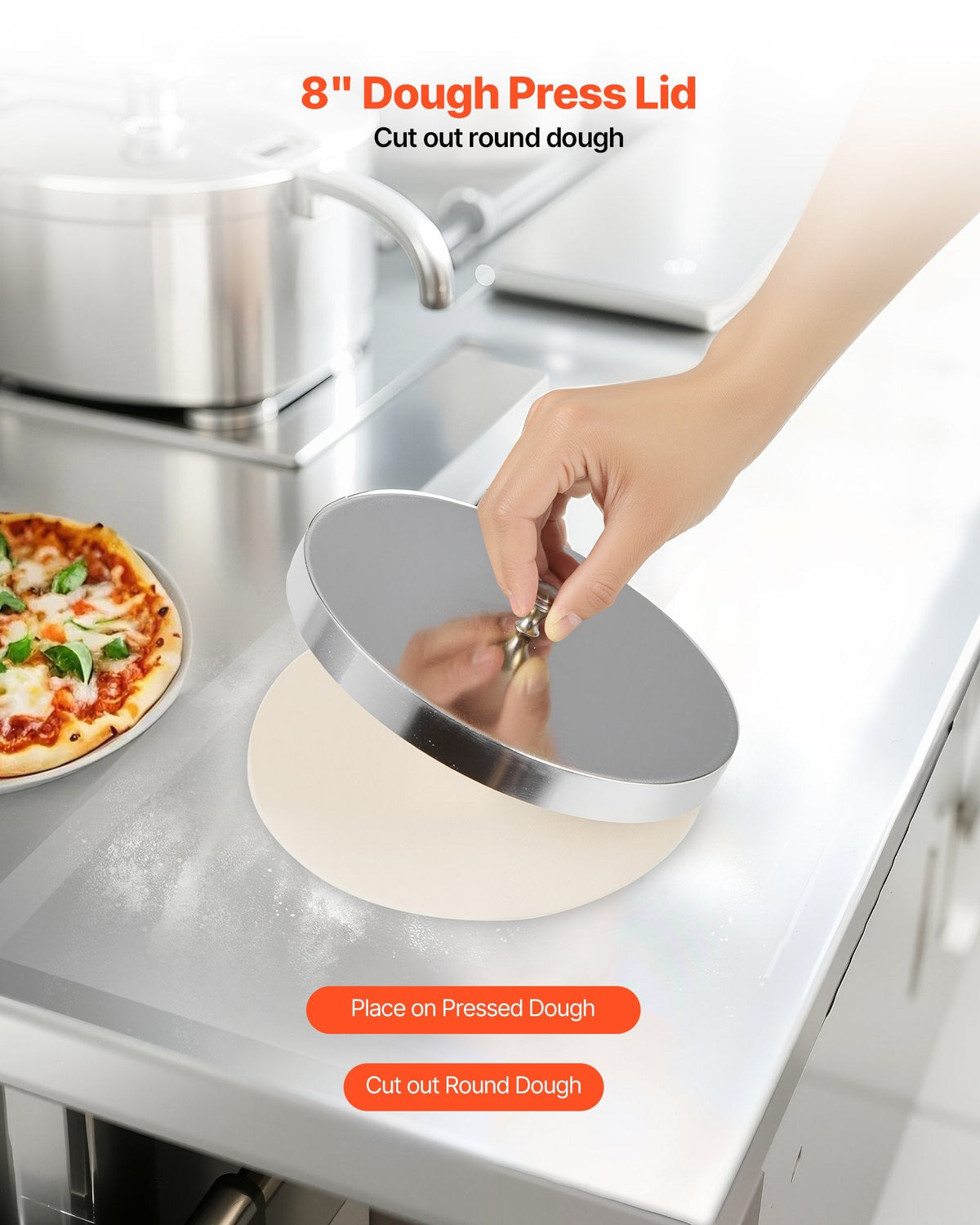 VEVOR Pizza Dough Roller Sheeter, 3-14 Inch Automatic Stainless Steel
