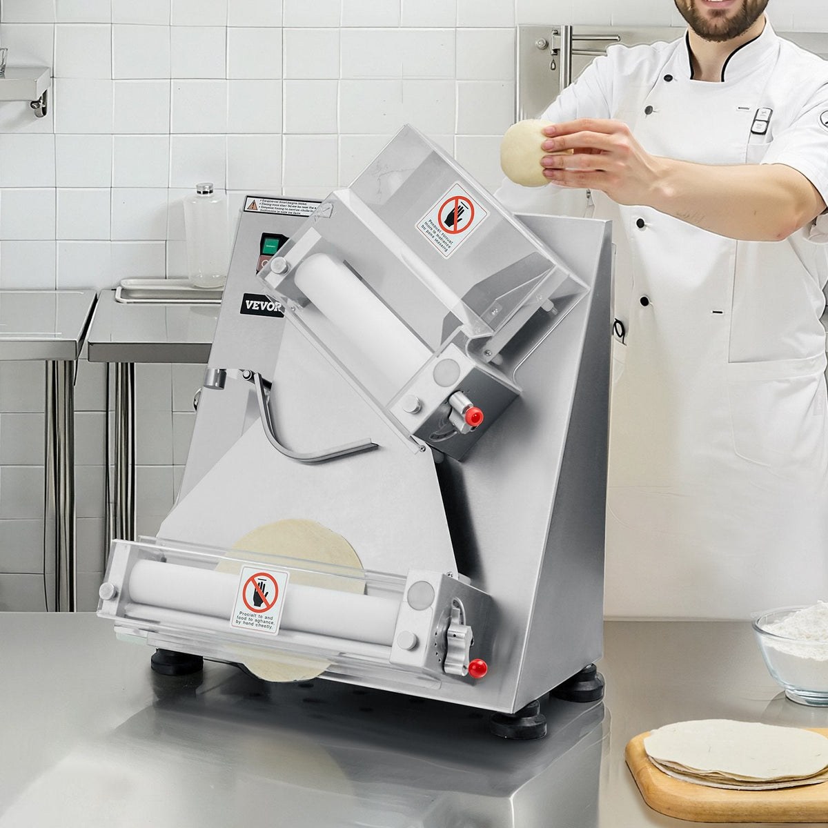 VEVOR Pizza Dough Roller Sheeter, 3-14 Inch Automatic Stainless Steel
