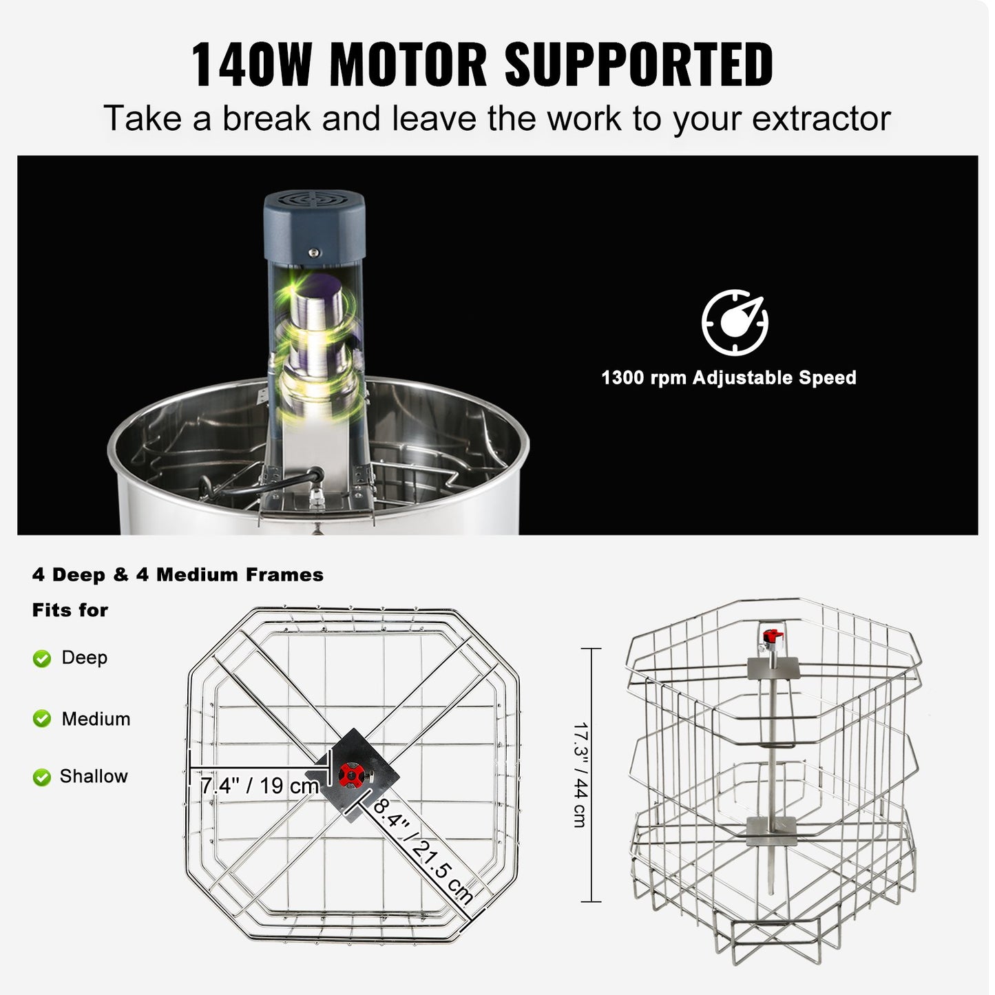 Electric Honey Extractor Beekeeping Equipment 4/8 Frames Stainless