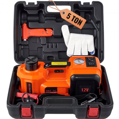 Electric Hydraulic Car Floor Jack 5 Ton 12V Built-in Tire Inflator