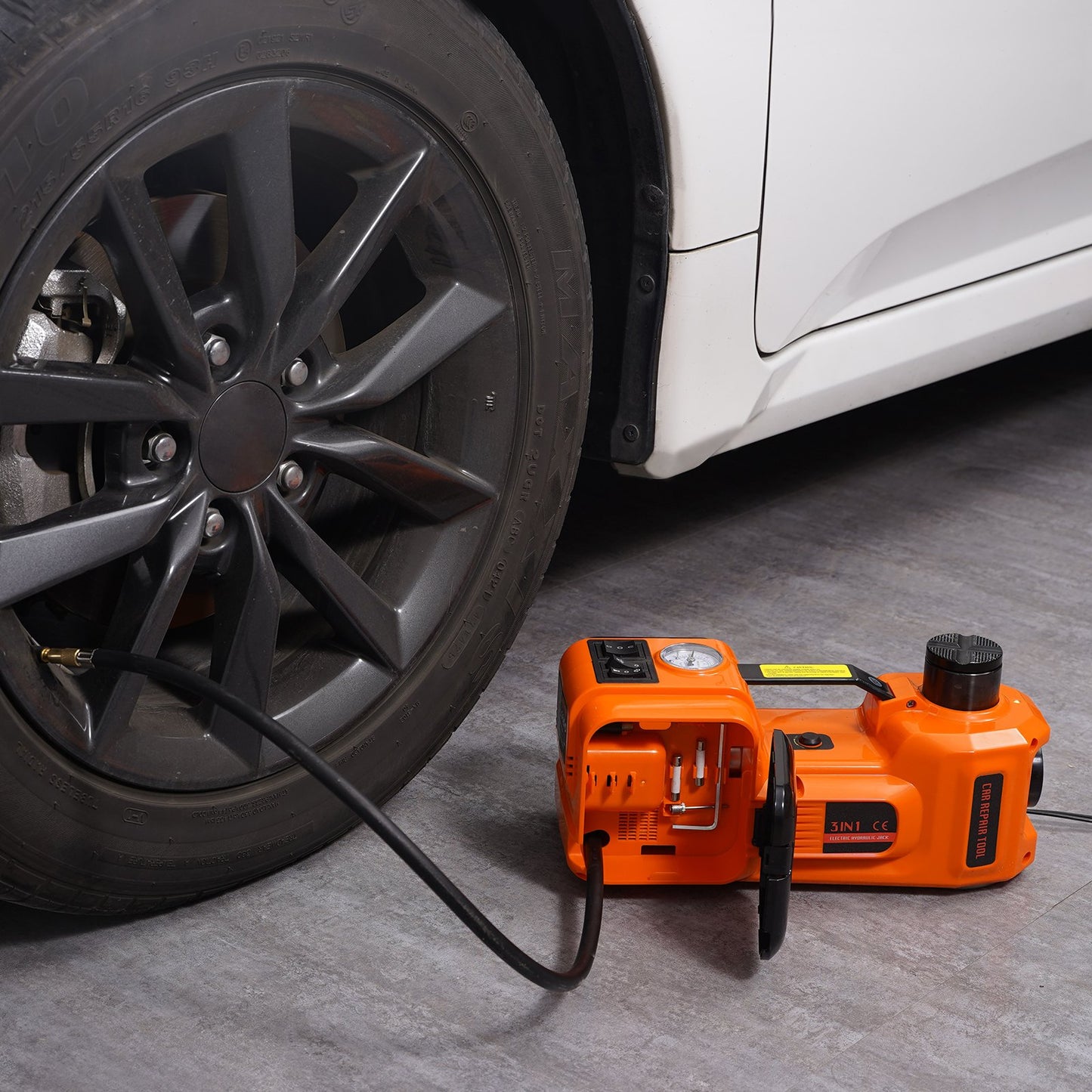 Electric Hydraulic Car Floor Jack 5 Ton 12V Built-in Tire Inflator