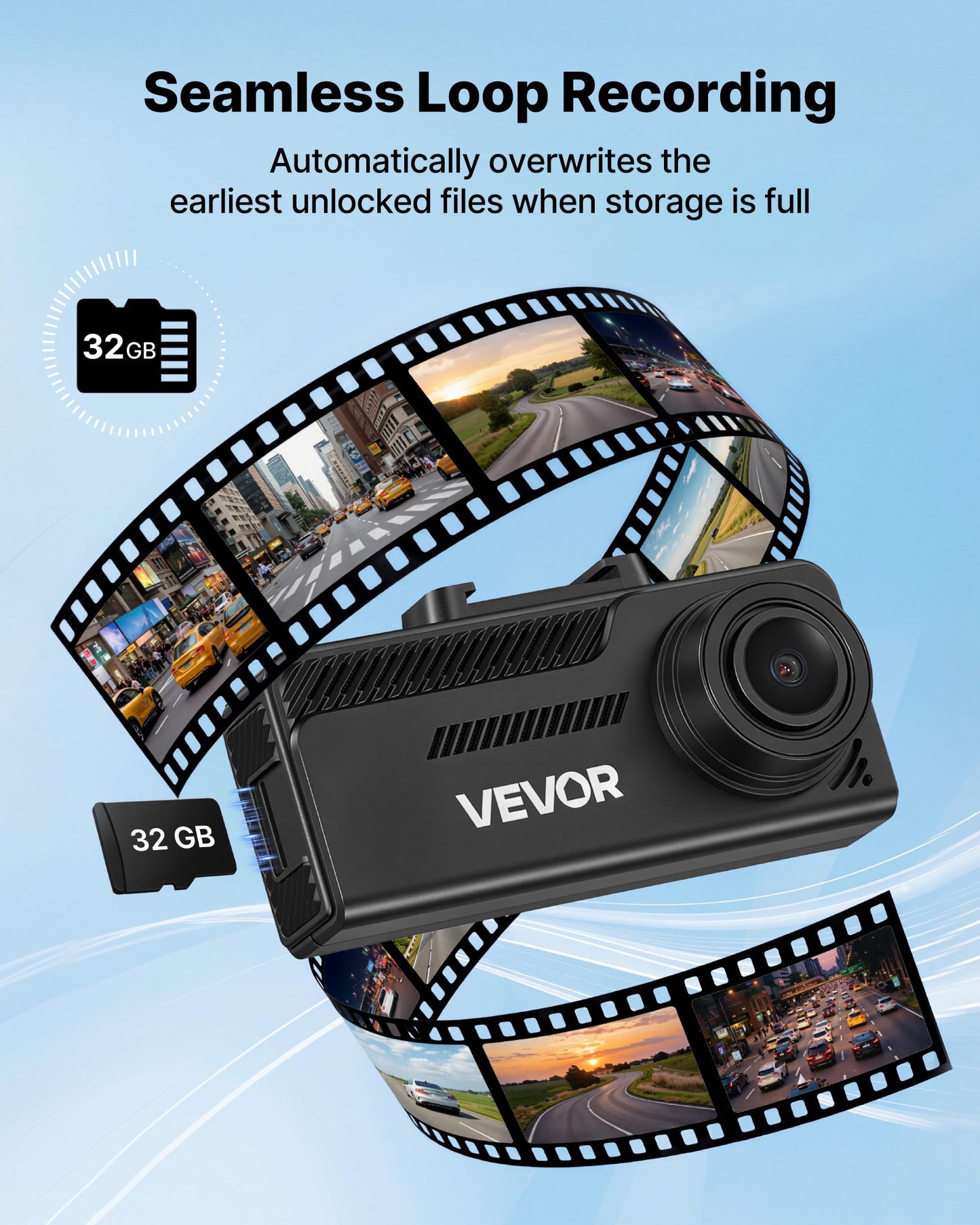 Dash Cam Front and Rear, 4K+1080P, 32 GB Card Included, Dual Channel