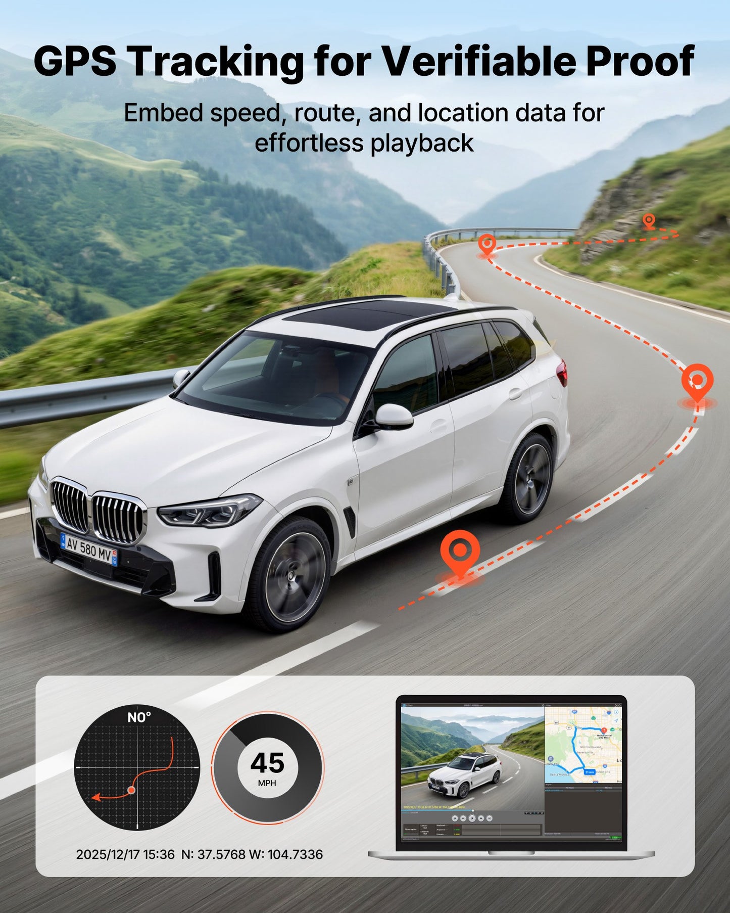 Dash Cam Front and Rear, 4K+1080P, 32 GB Card Included, Dual Channel