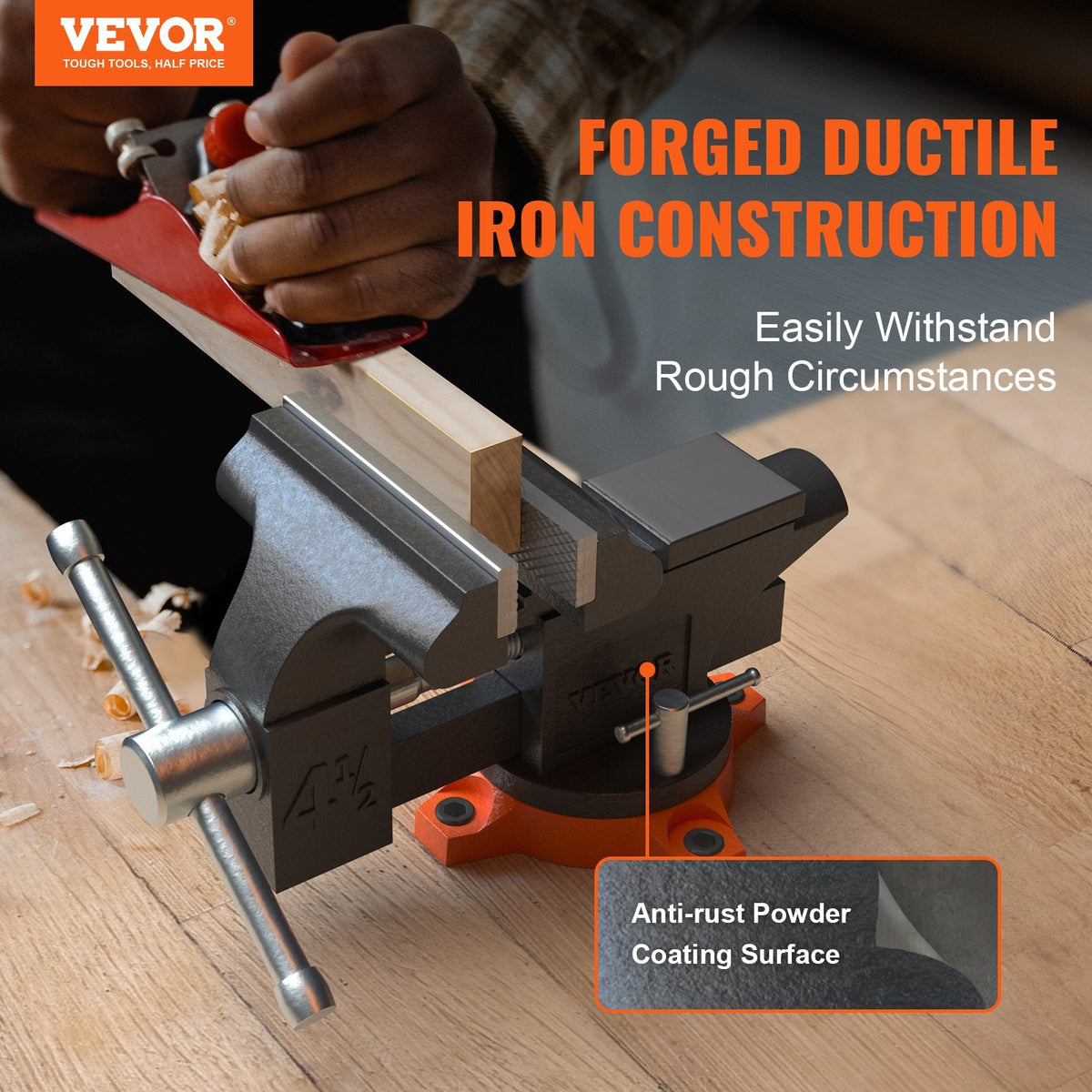 VEVOR Bench Vise, 114 mm(4.5-inch) Jaw Width 84 mm(3.3-inch) Jaw