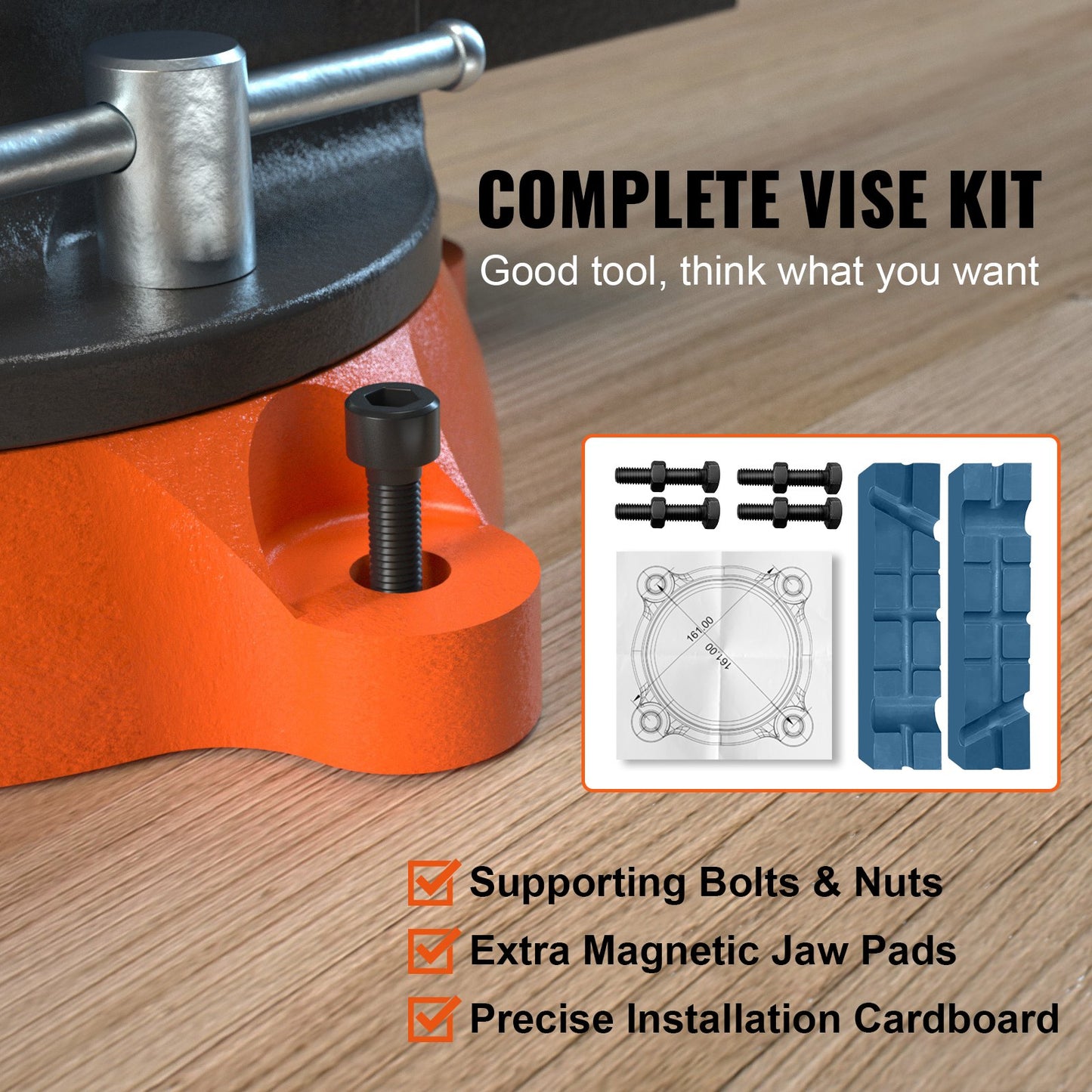 Bench Vise, 16.5 cm Jaw Width 16.5 cm Forward & 23.6 cm Reverse