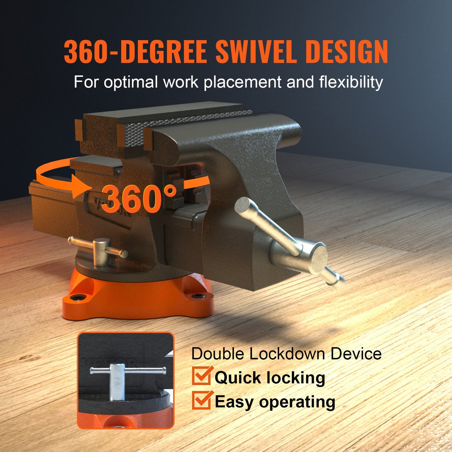 Bench Vise, 16.5 cm Jaw Width 16.5 cm Forward & 23.6 cm Reverse
