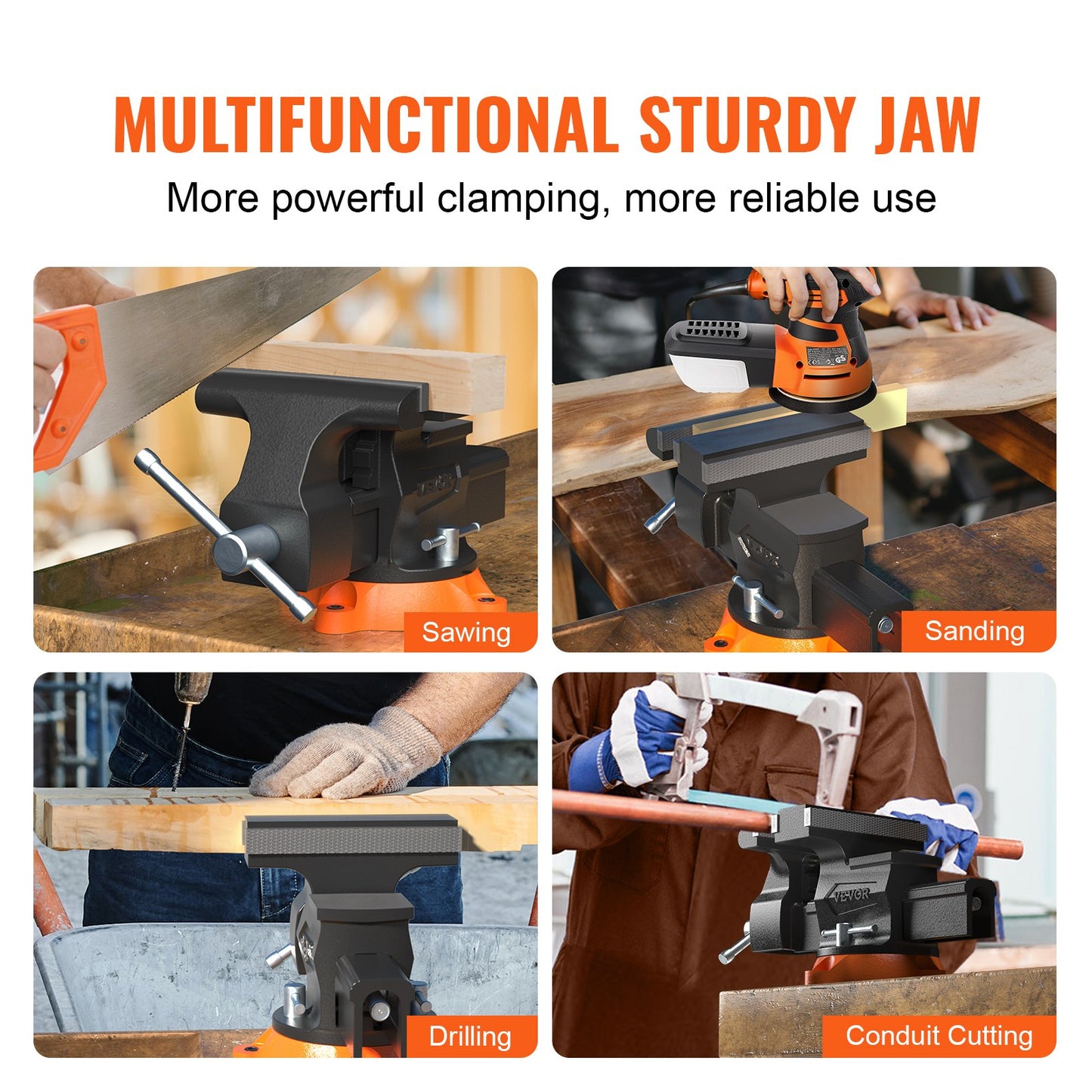 Bench Vise, 16.5 cm Jaw Width 16.5 cm Forward & 23.6 cm Reverse