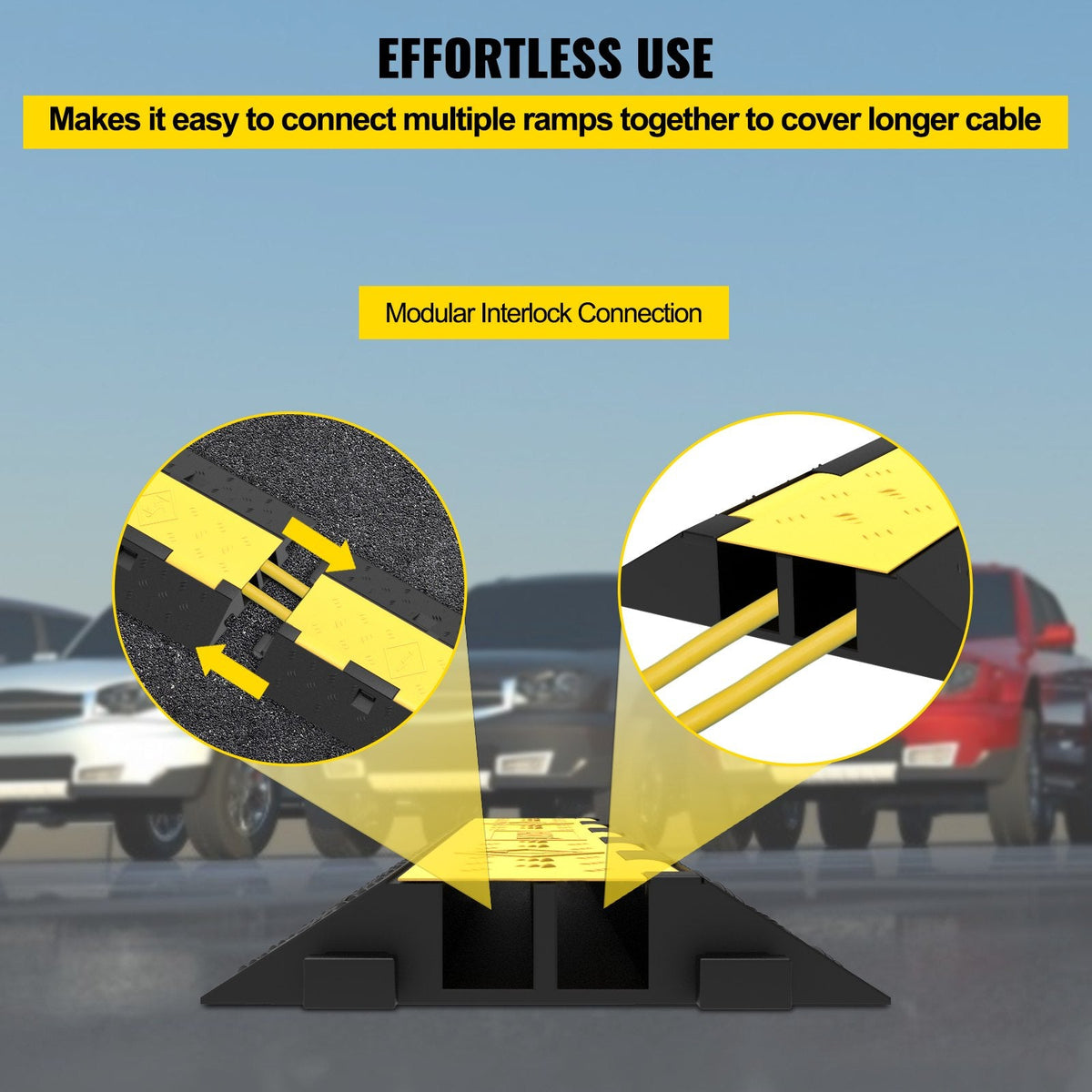 VEVOR Cable Protector Ramp 101x24.5x5 cm , 5 Packs 2 Channels Speed