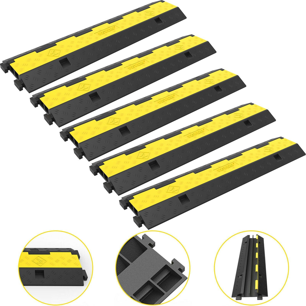 VEVOR Cable Protector Ramp 101x24.5x5 cm , 5 Packs 2 Channels Speed