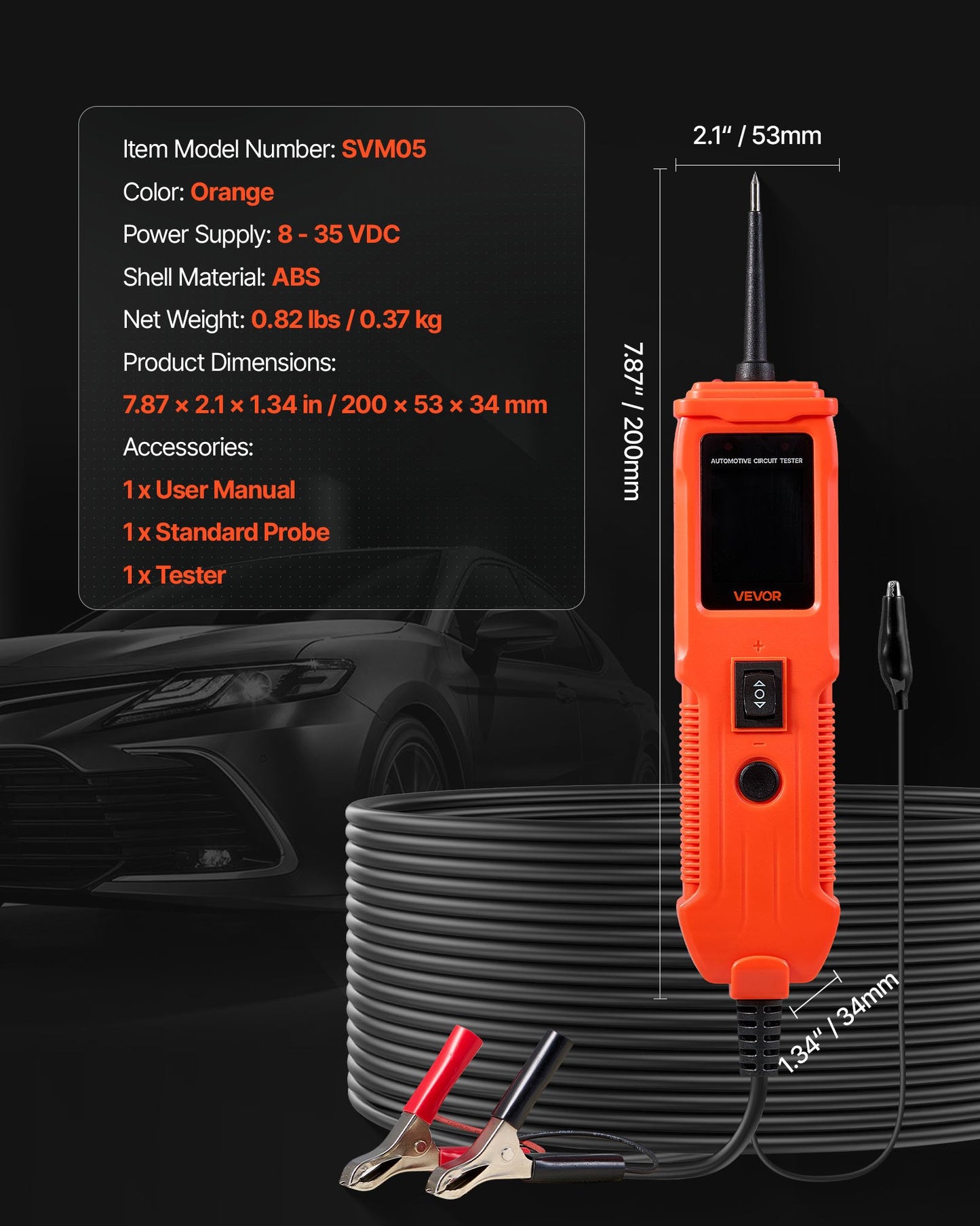 Automotive Circuit Tester, 8 - 35 DCV Power Circuit Probe Tester with