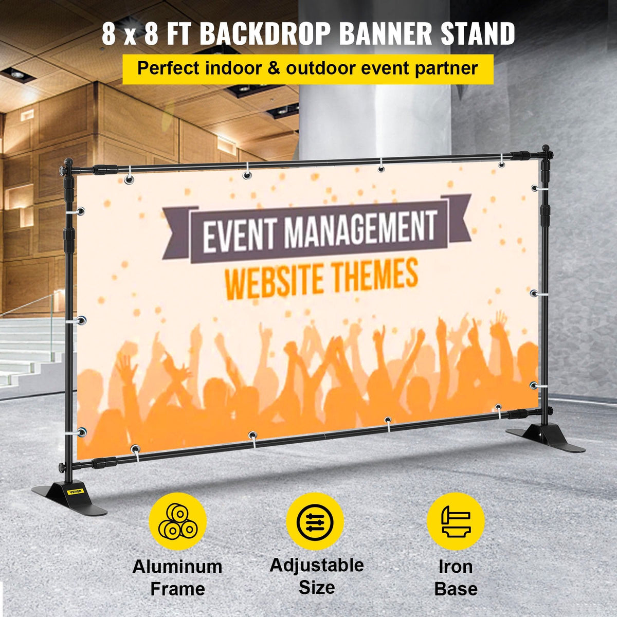 VEVOR 243.8 cm Backdrop Banner Stand Step and Repeat Adjustable