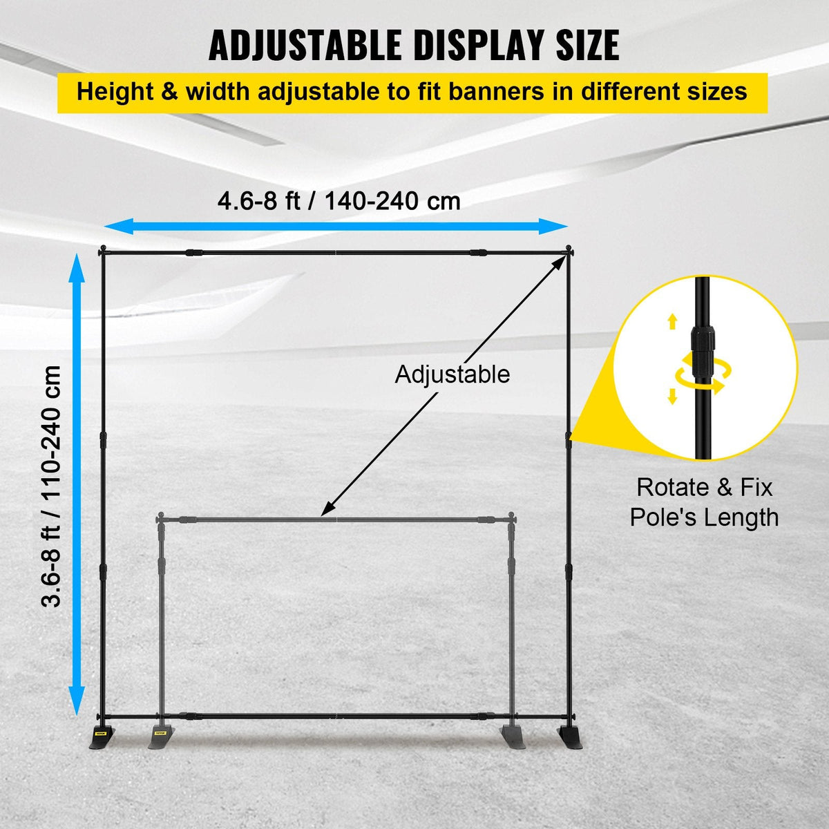 VEVOR 243.8 cm Backdrop Banner Stand Step and Repeat Adjustable