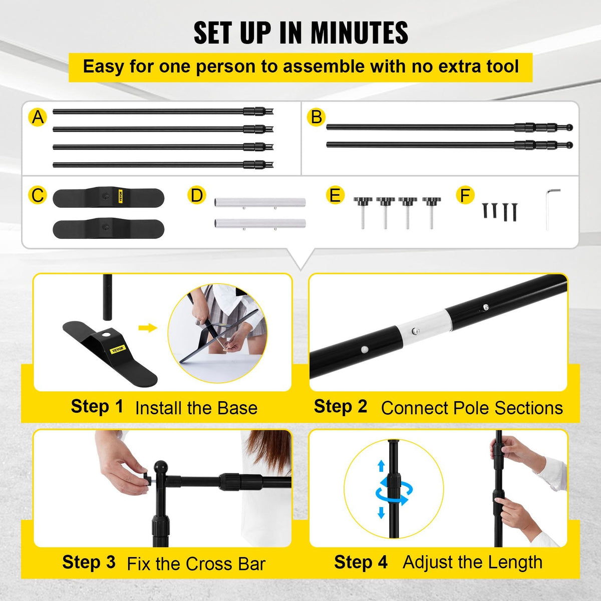 VEVOR 243.8 cm Backdrop Banner Stand Step and Repeat Adjustable