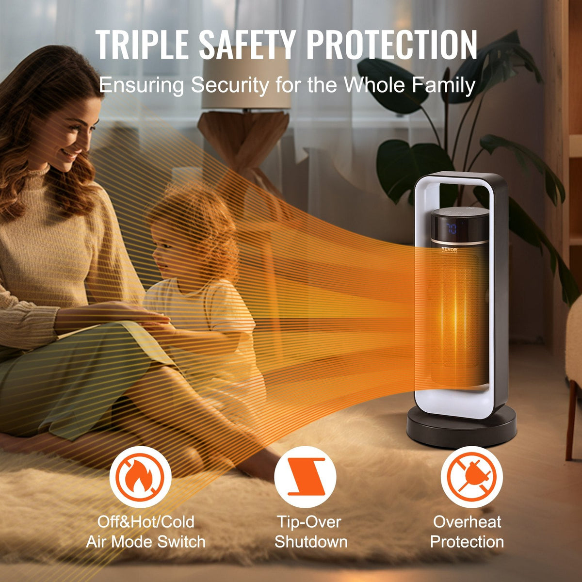 VEVOR Electric Space Heater with Thermostat Remote Control,