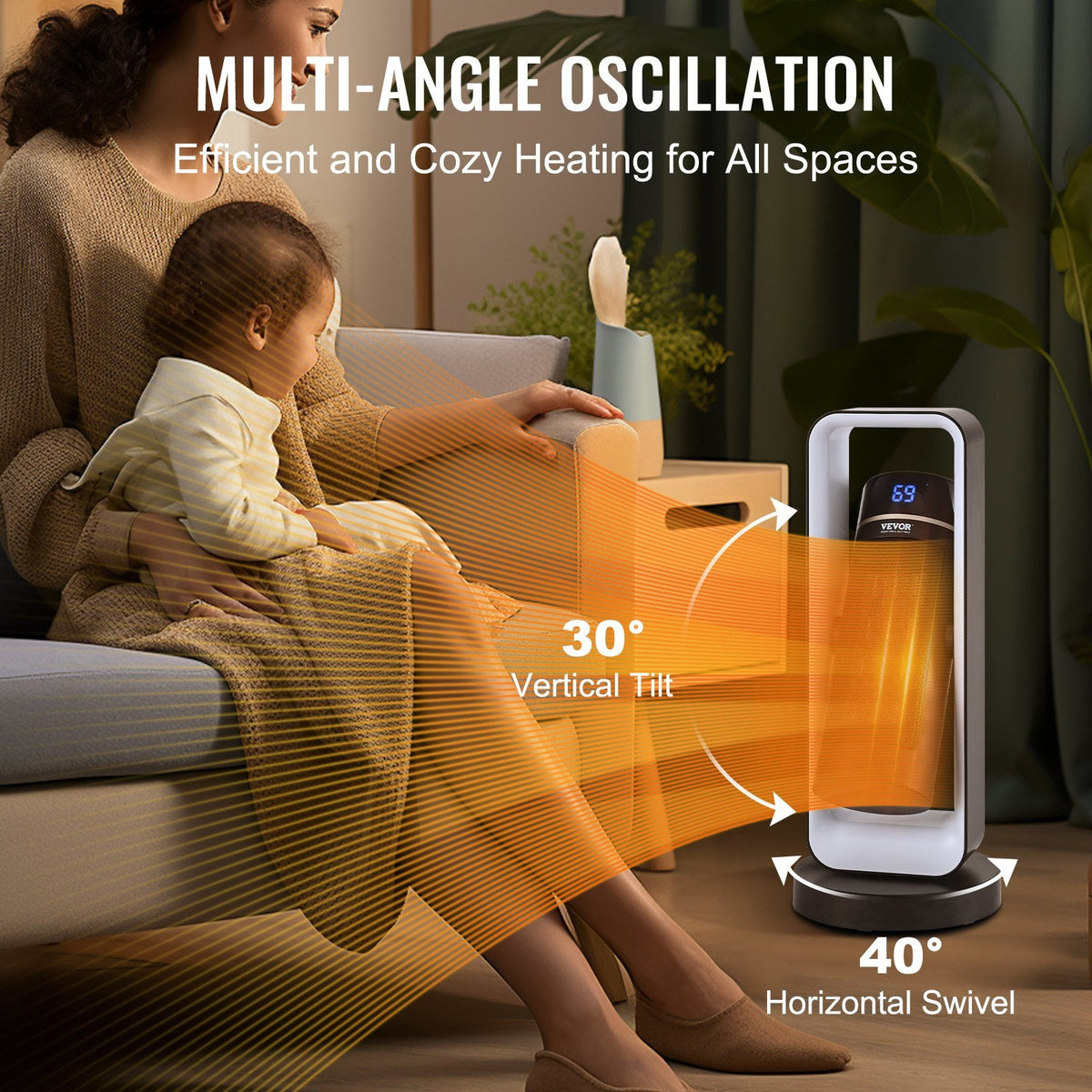 VEVOR Electric Space Heater with Thermostat Remote Control,