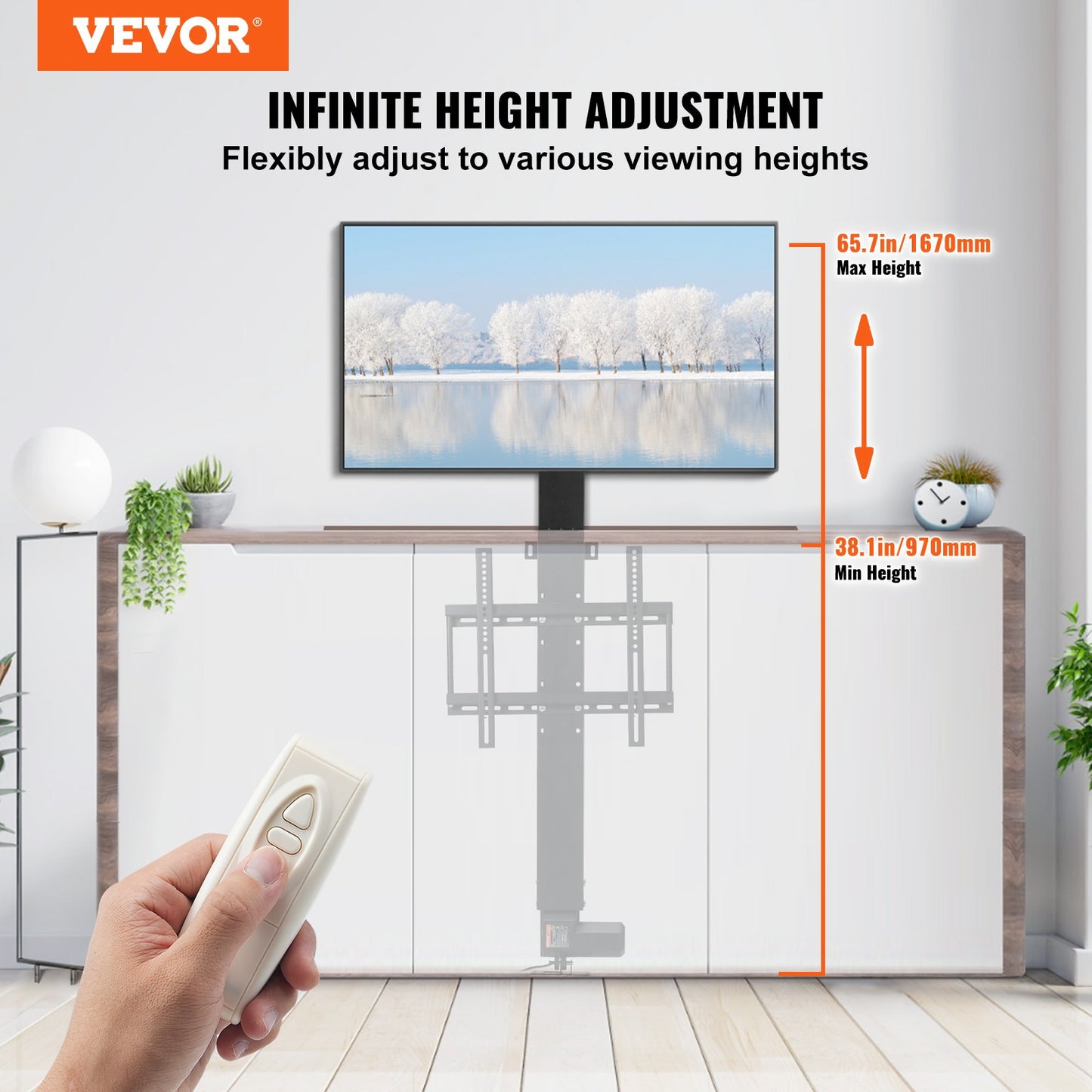 Motorized TV Lift Stroke Length 71.1 cm Motorized TV Mount Fit for